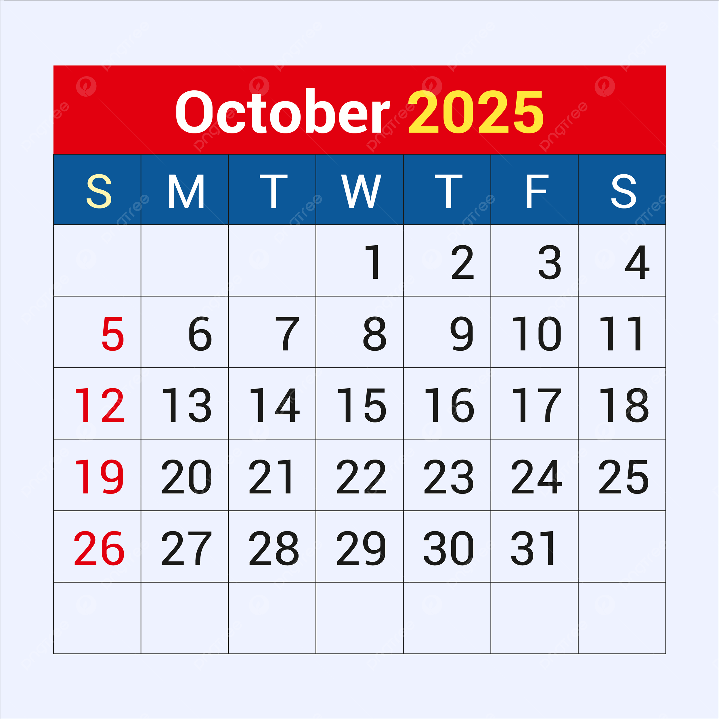 25 October 2025 Calendar