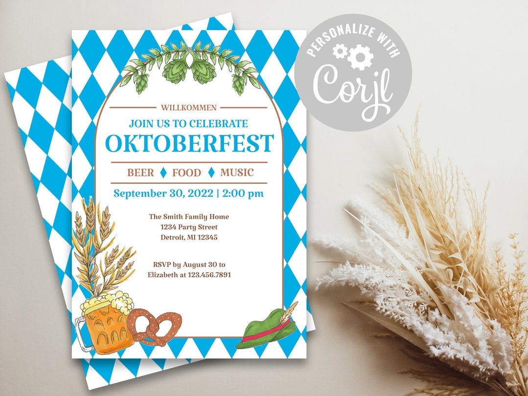 Oktoberfest Party Invitation Oktoberfest Theme Invitation Invitation Template INSTANT Download Etsy