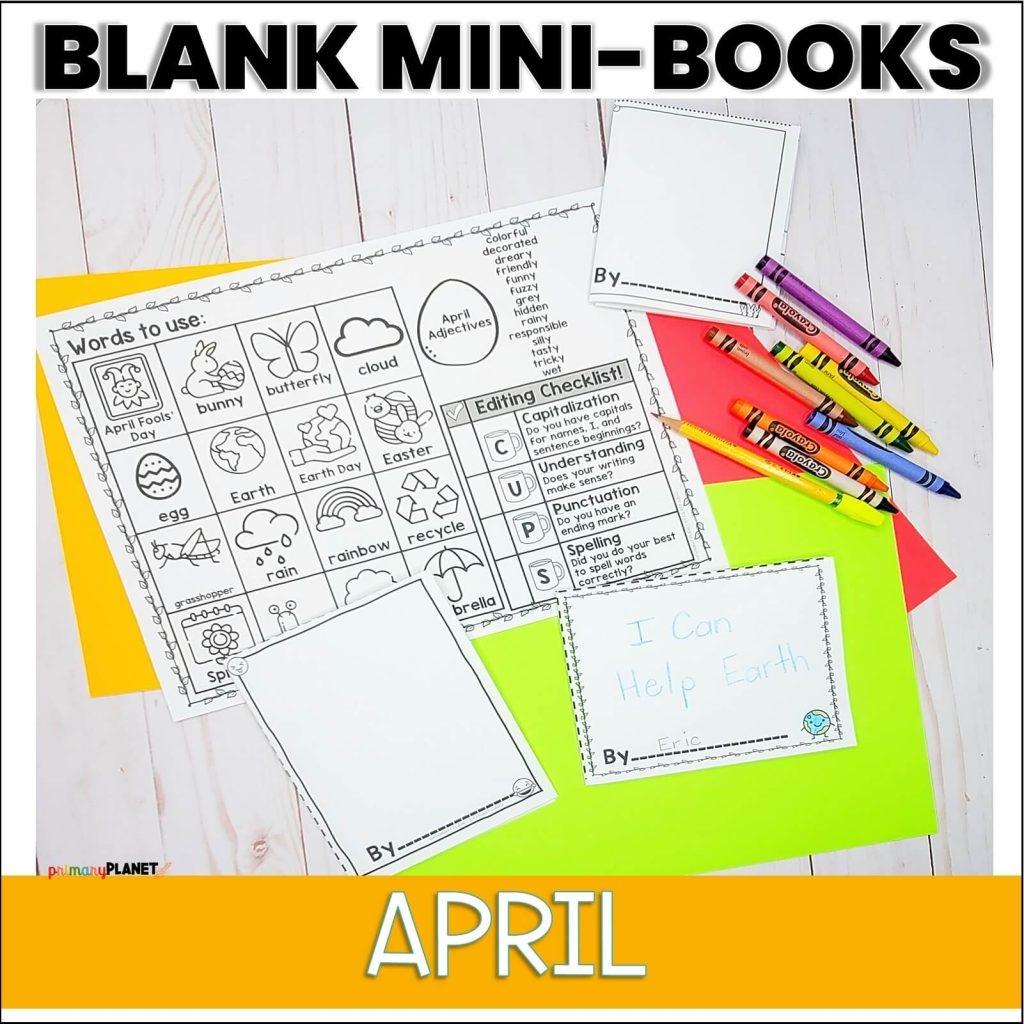 One Page Printable Mini Book Templates April Themed Editable 