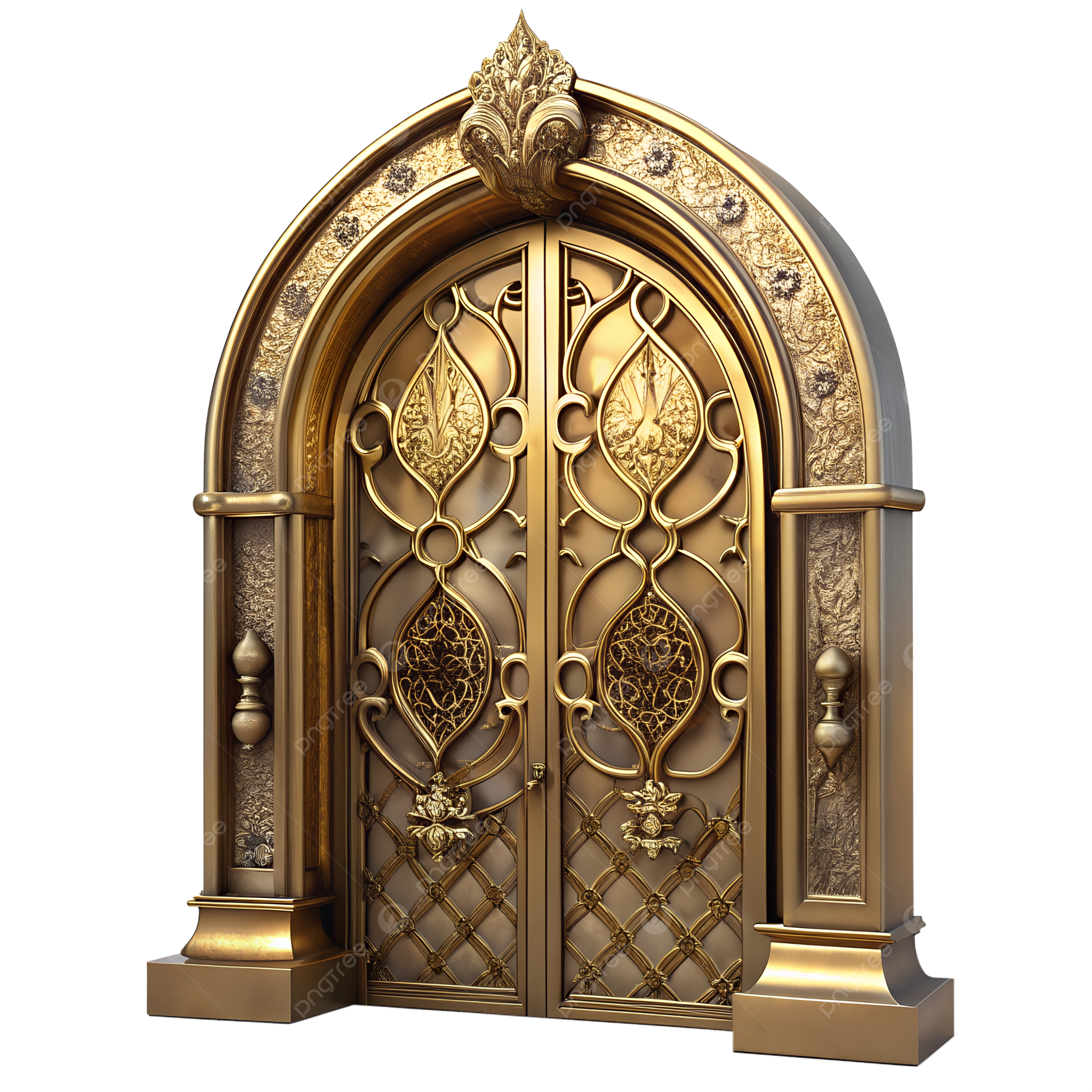 Ornate Gold Double Door Clipart Architectural Vintage Elegant Gold Arch Door Ornate Golden Door Golden Arch Entrance PNG Transparent Image And Clipart For Free Download