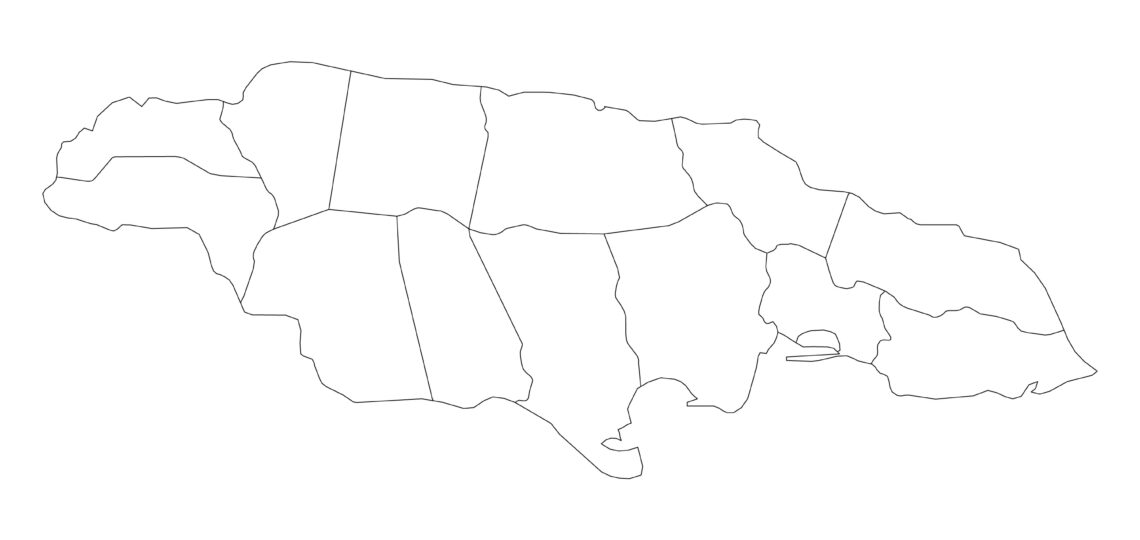 Outline Map Of Jamaica With Parishes no Labels Free Vector Maps