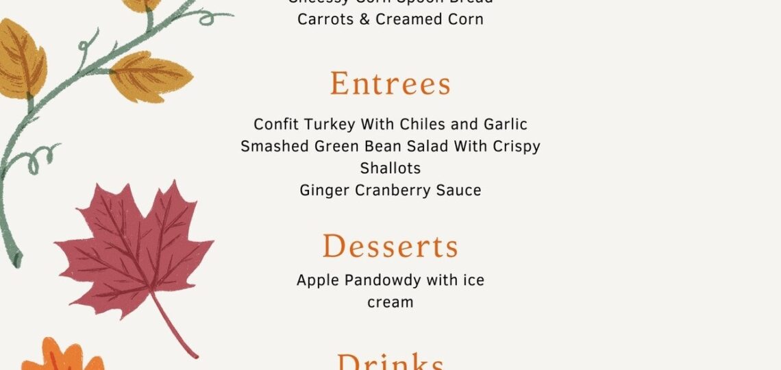 Page 3 Free Printable Customizable Thanksgiving Menu Templates Canva