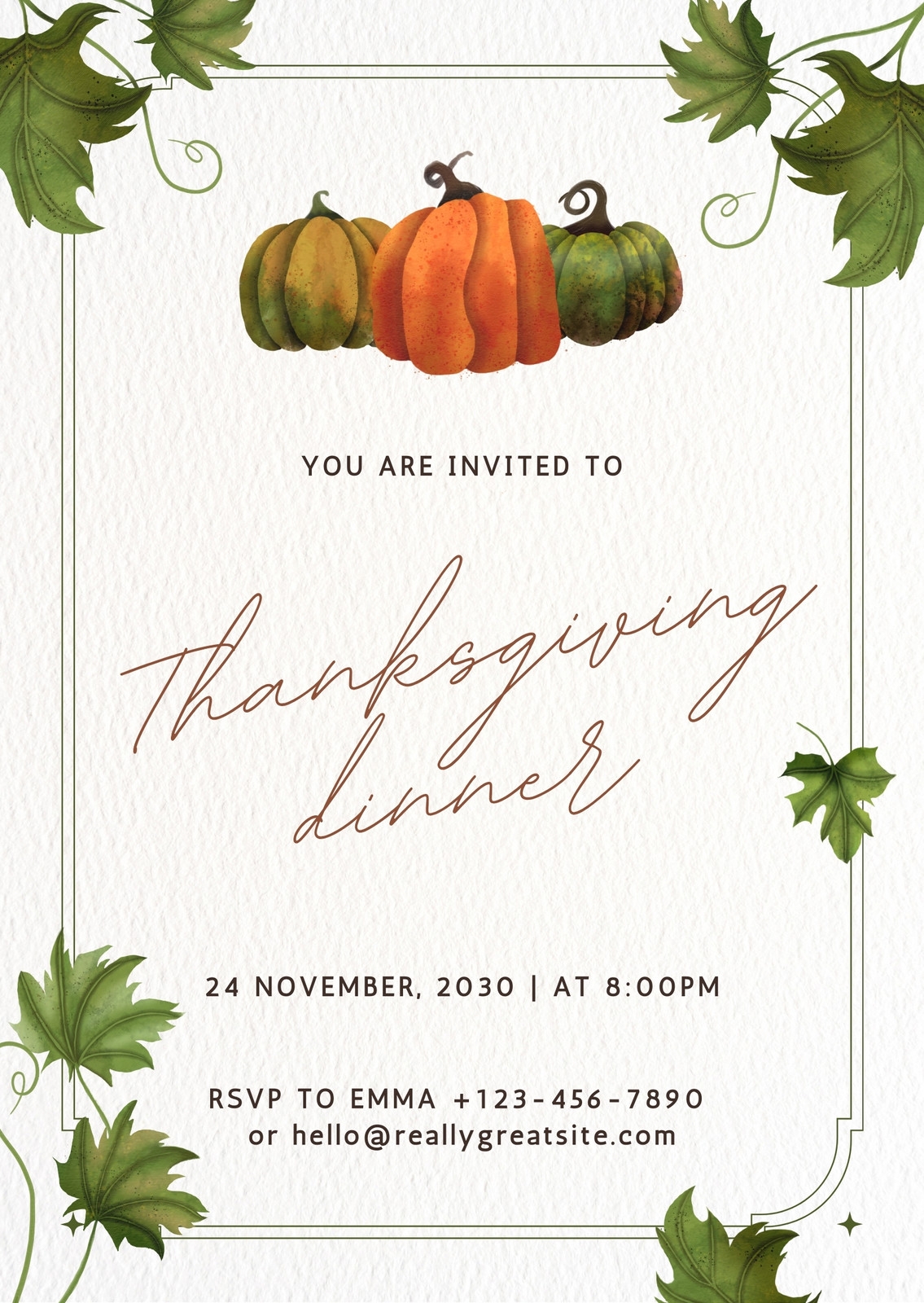 Page 7 Free Custom Printable Thanksgiving Invitation Templates Canva