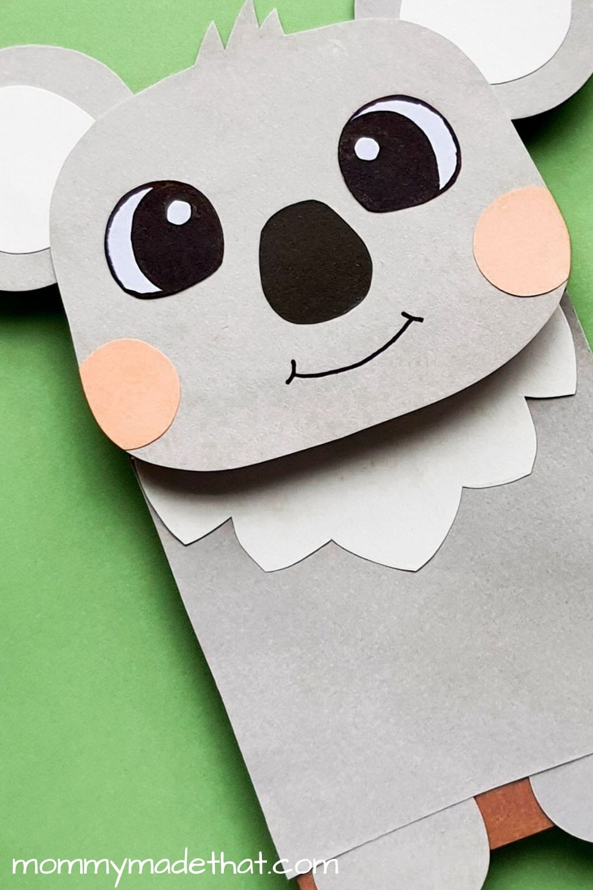 Paper Bag Koala Craft Free Puppet Template 