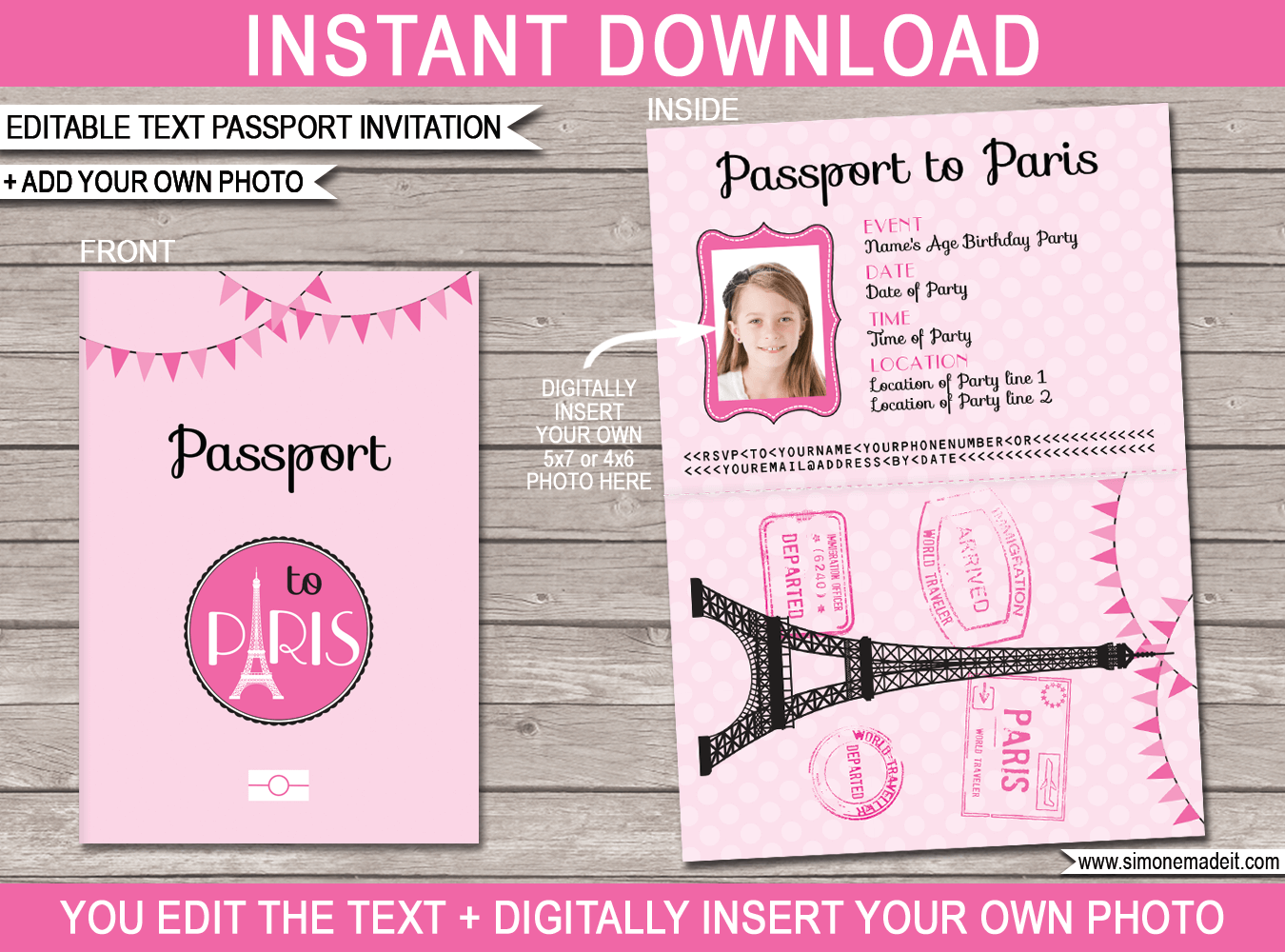 Paris Party Passport Invitations Template Pink Paris Party Passport Invitations Template Pink