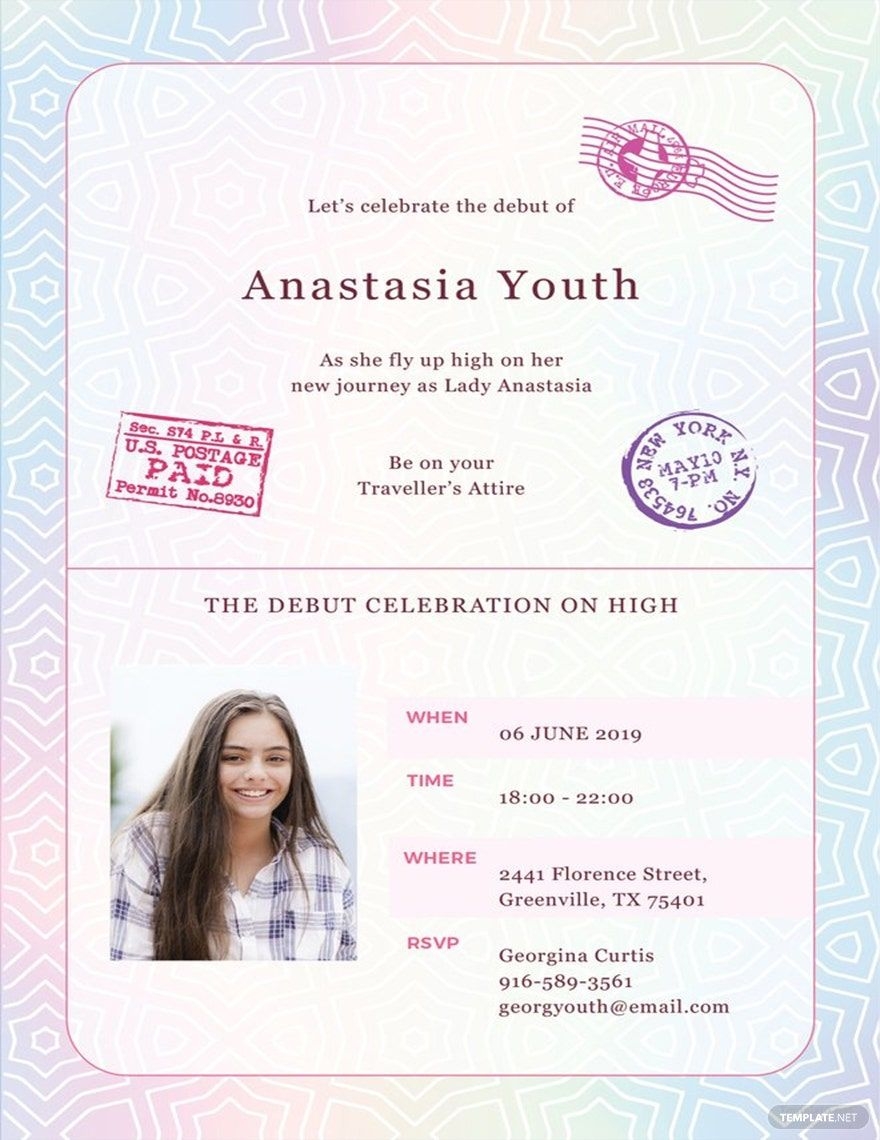 Passport Debut Invitation Template In Pages Publisher PSD Illustrator Word Outlook Google Docs Download Template Passport Debut Invitation Template In Pages Publisher PSD Illustrator Word Outlook Google Docs Download Template