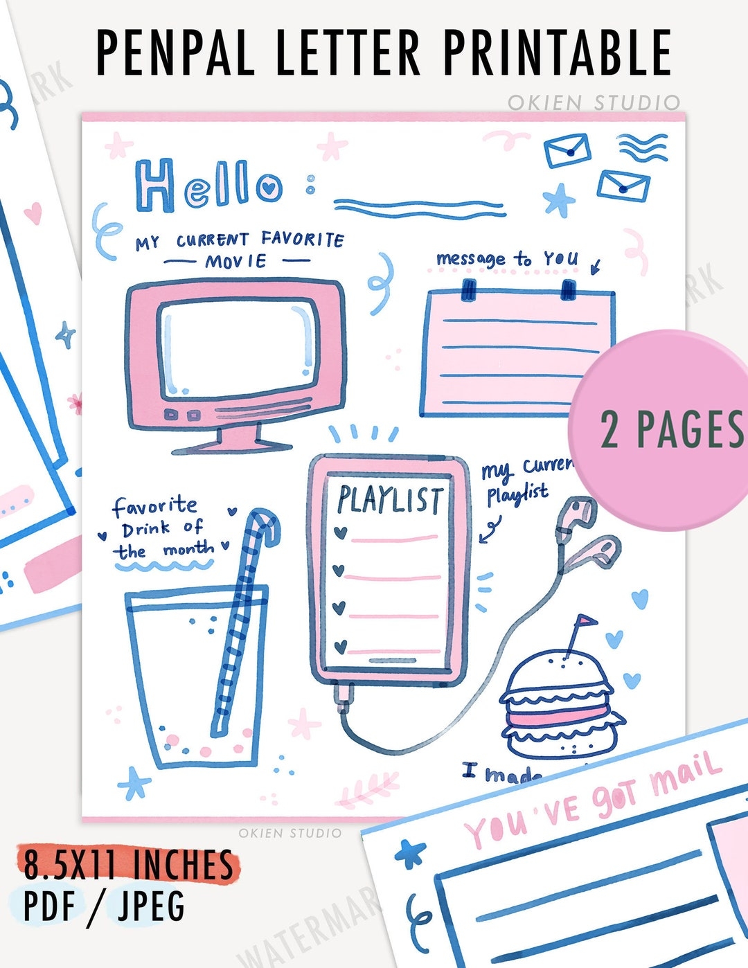 Pen Pal Letter Printable Letter Templates Writing Teens Letter Printable Pen Friends Letter Stationary Snail Mail Kit Penpal Girls Etsy Australia