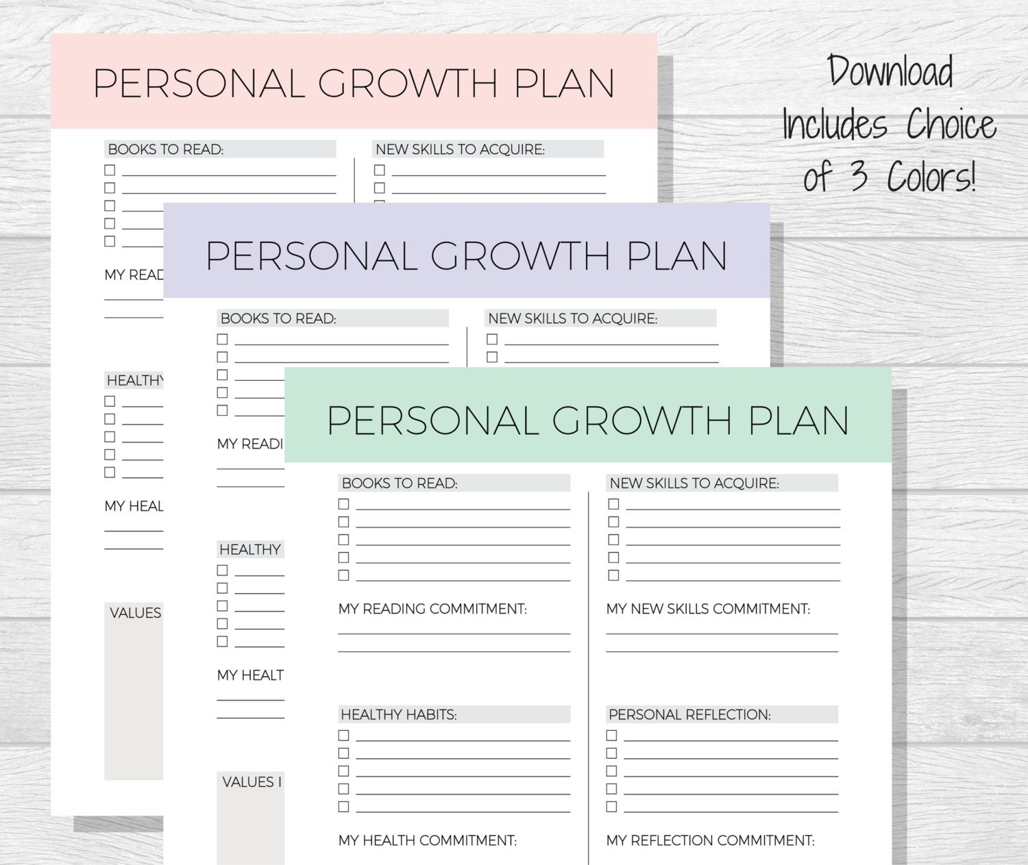 Personal Growth Plan Printable Personal Development Goal 