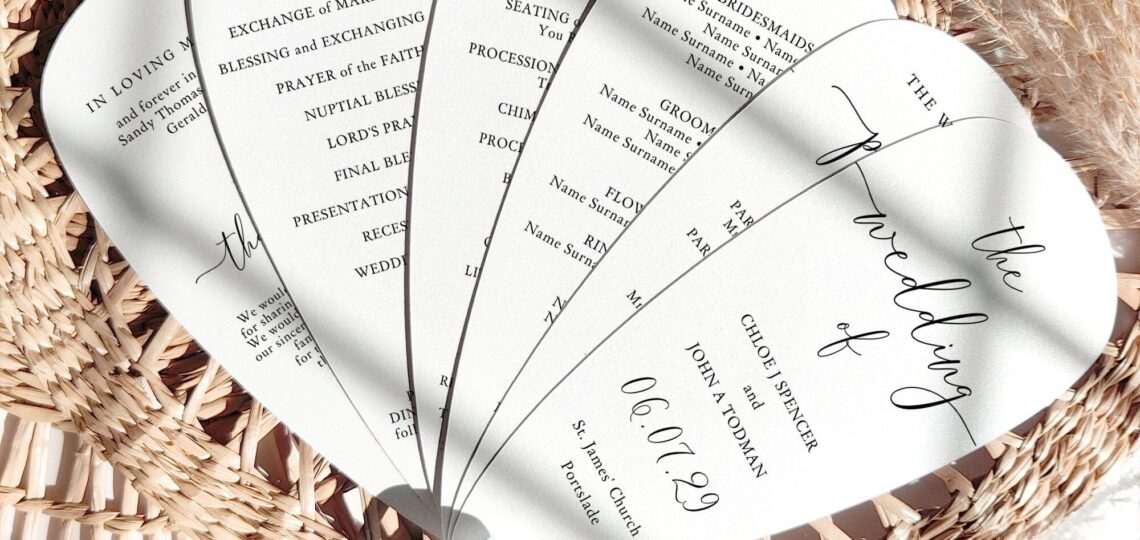 Petal Fan Wedding Program Printable Template DIY Fan Wedding