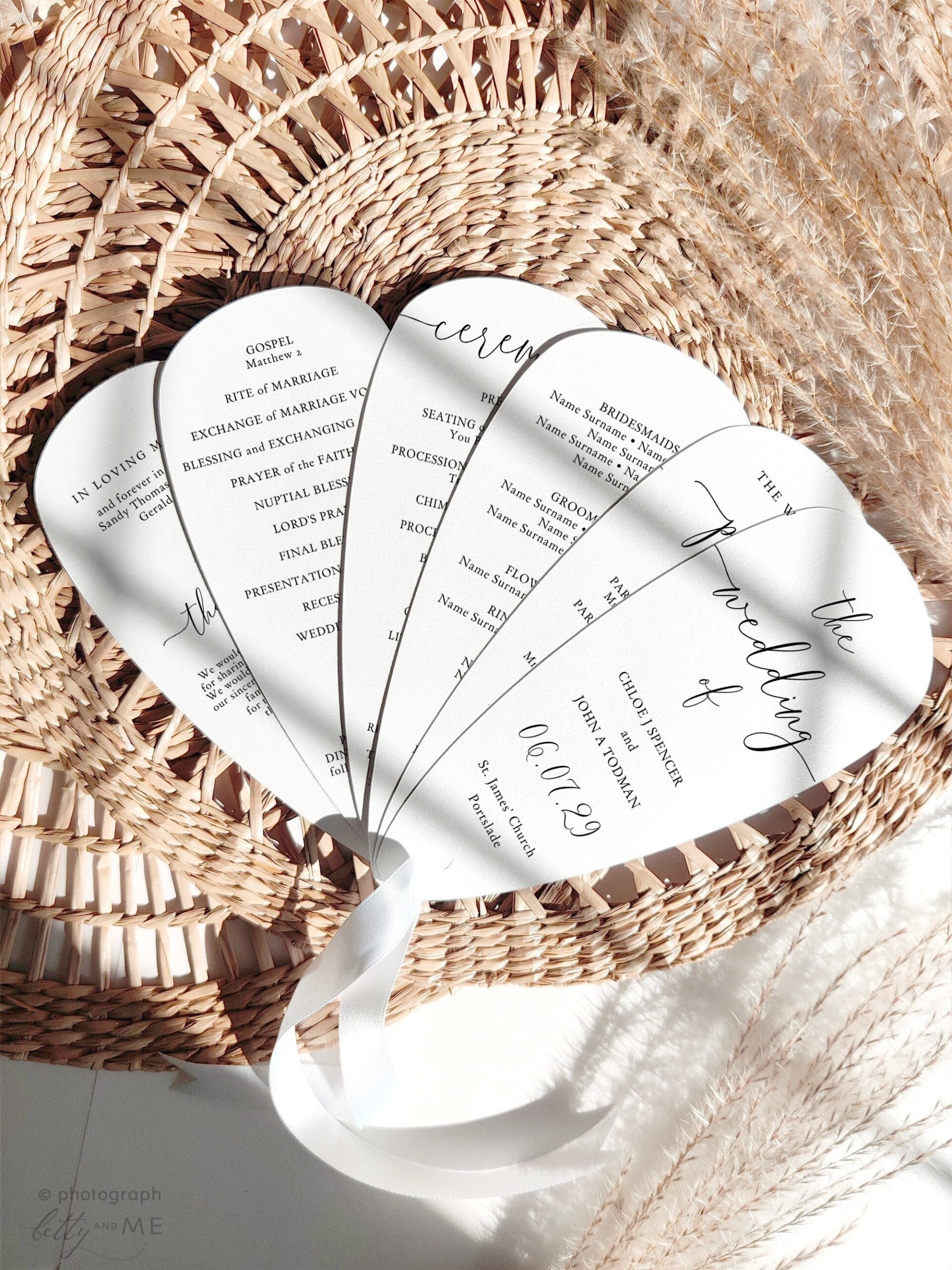 Petal Fan Wedding Program Printable Template DIY Fan Wedding 