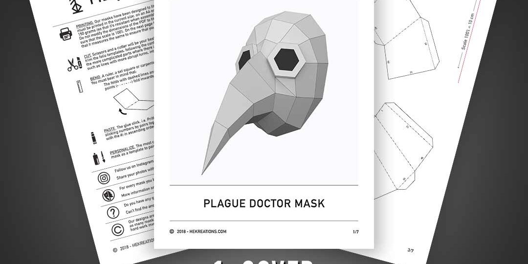 Plague Doctor Mask Printable Template Papercraft PDF Pattern