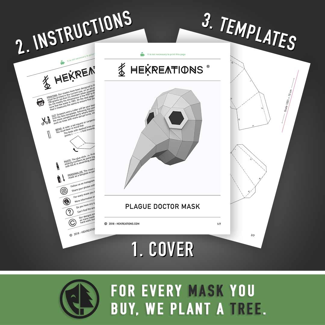 Plague Doctor Mask Printable Template Papercraft PDF Pattern Plague Doctor Mask Printable Template Papercraft PDF Pattern