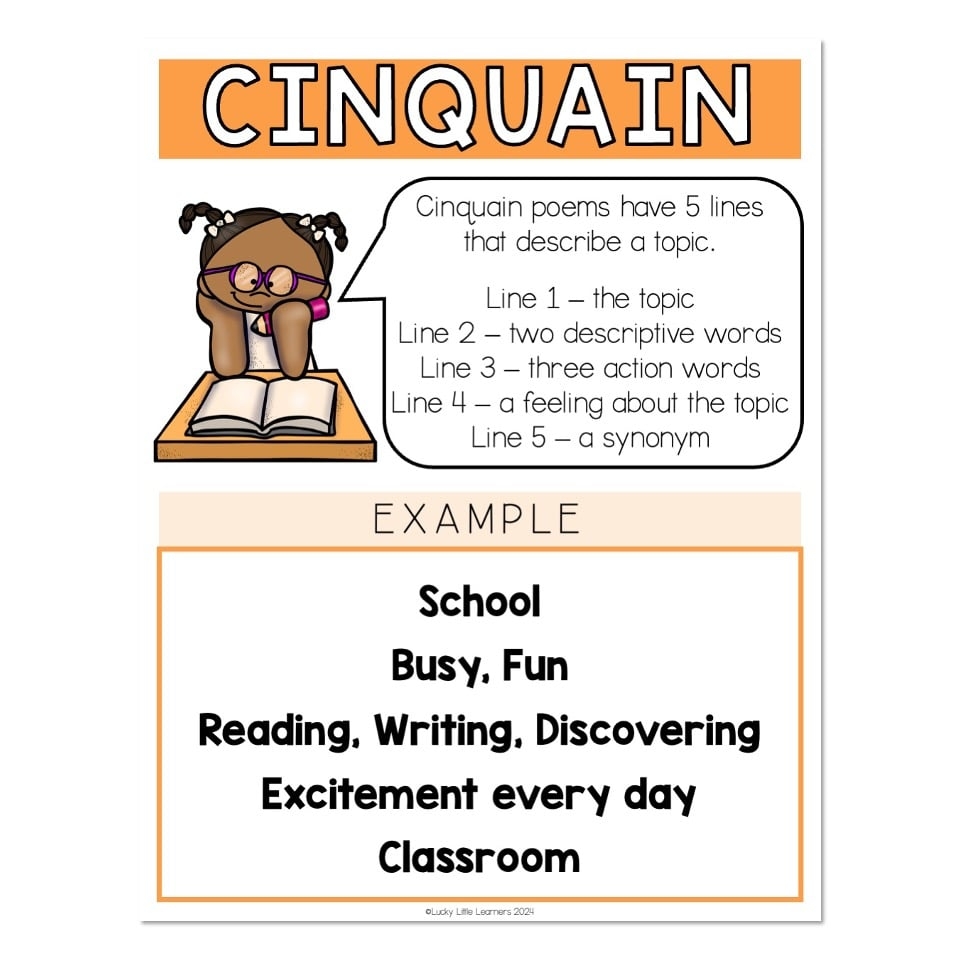 Free Printable Cinquain Poem Template