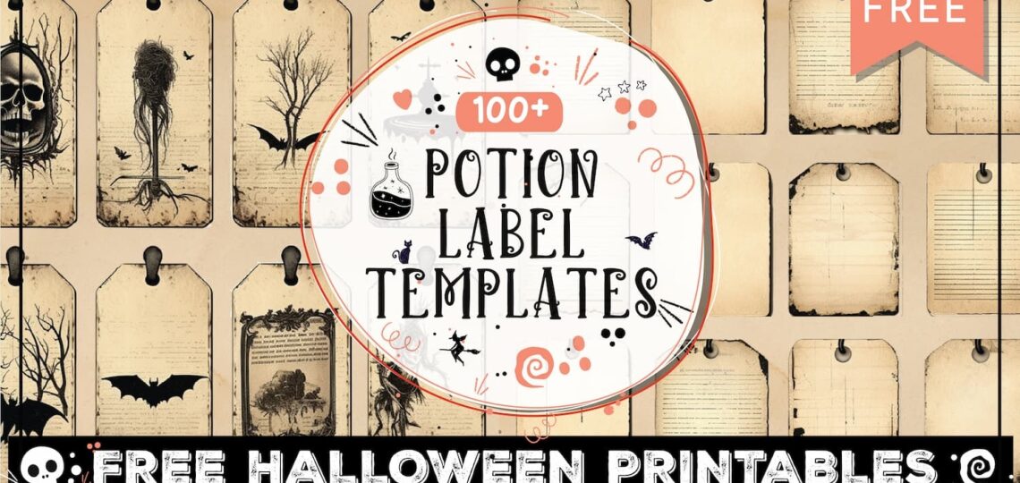 Potion Labels 100 Halloween Bottle Labels World Of Printables