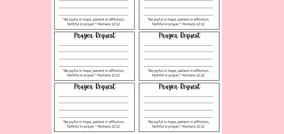 Prayer Request Card Printable