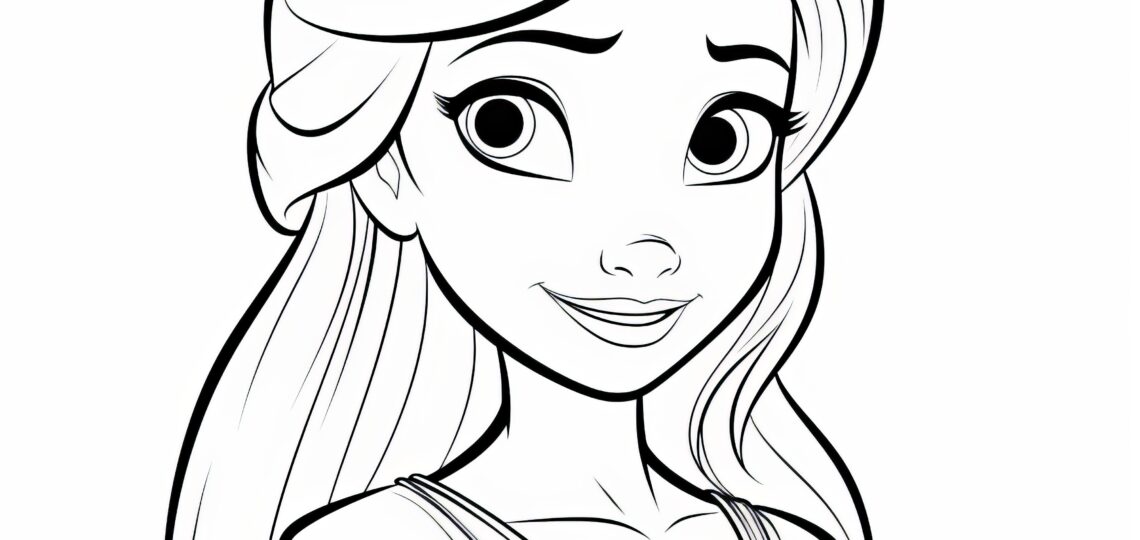 Pretty Princess With Long Hair As A Coloring Template