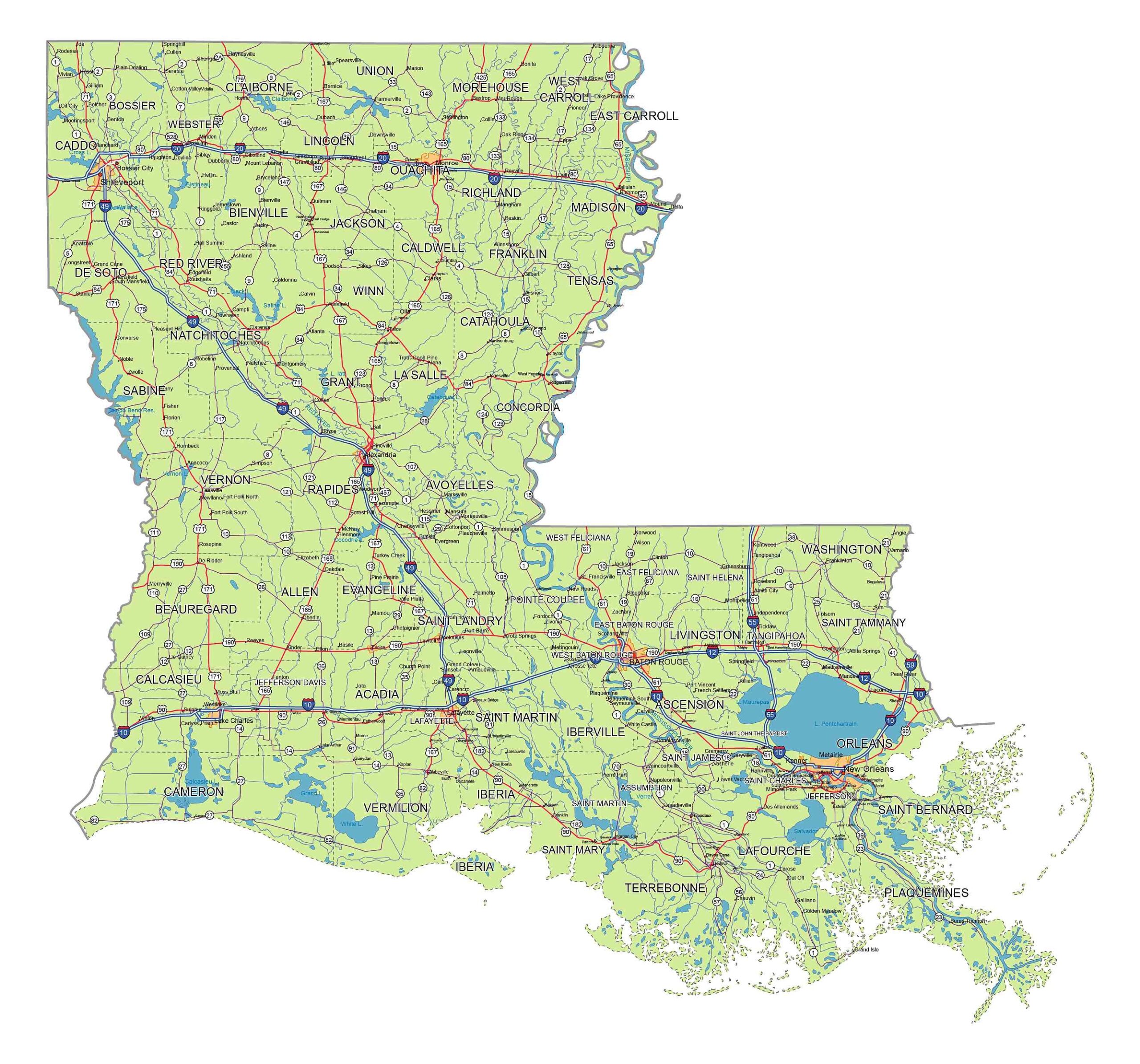 Printable Louisiana Map