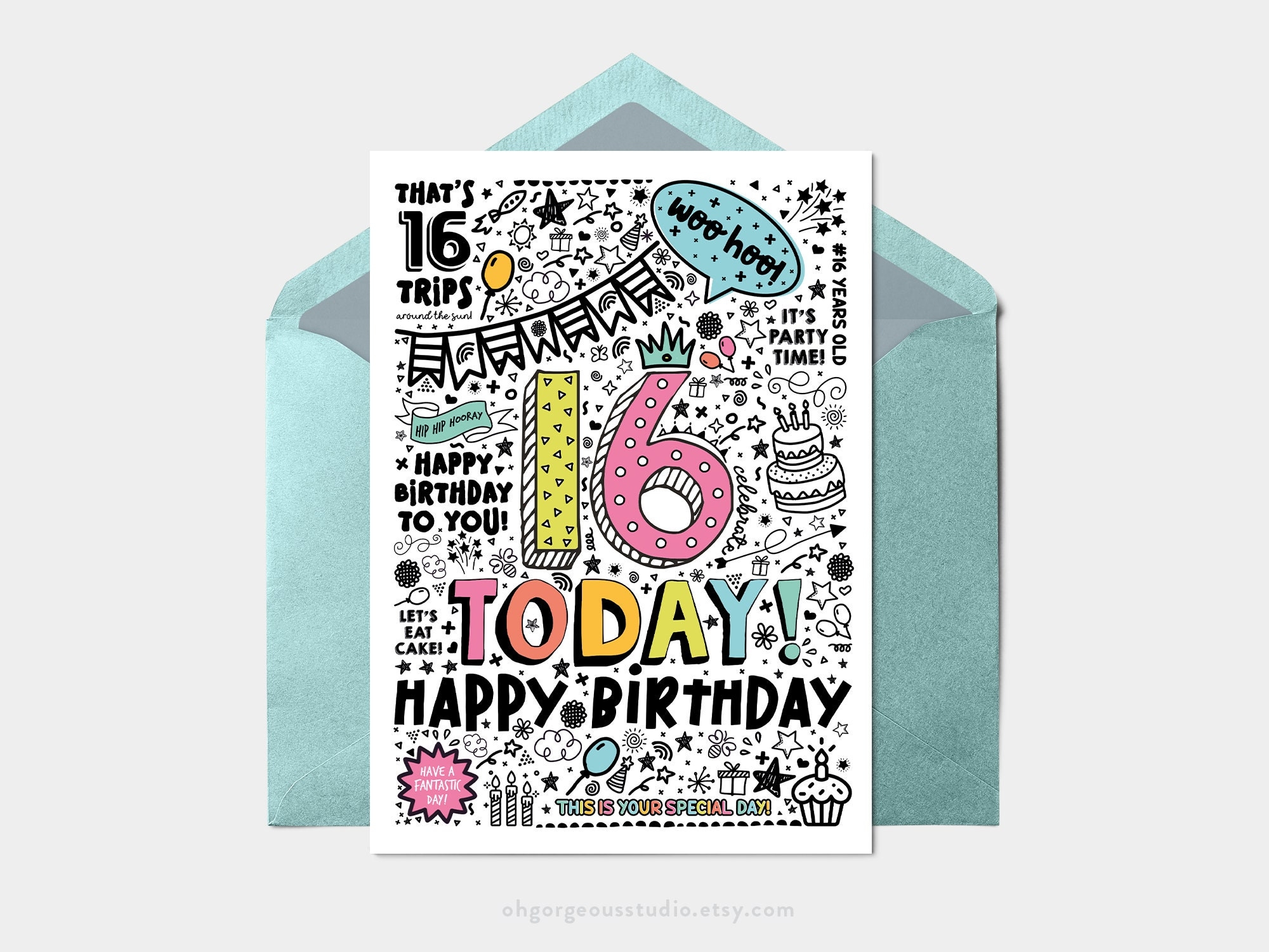 Printable 16th Birthday Card Instant Download Printable Card For 16th Birthday Digital Download Doodle Style Printable Birthday Card Etsy Printable 16th Birthday Card Instant Download Printable Card For 16th Birthday Digital Download Doodle Style Printable Birthday Card Etsy