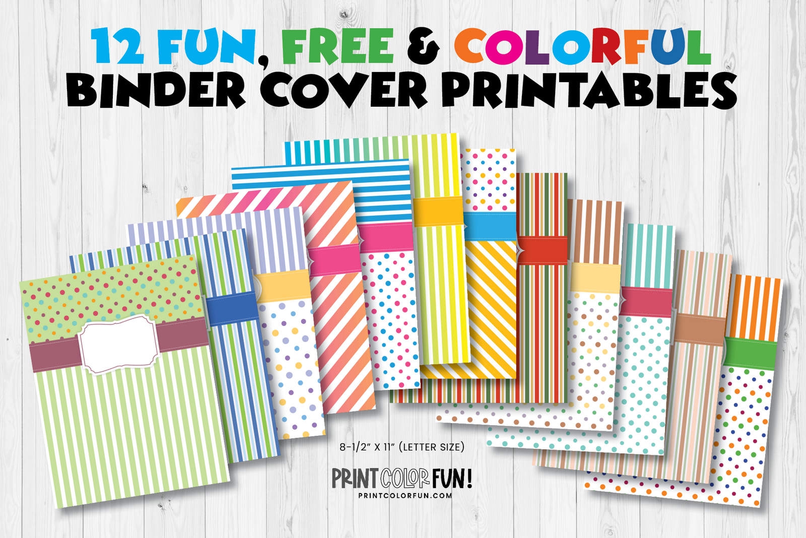 Printable Binder Covers 12 Free Colorful Sets With Matching Front 