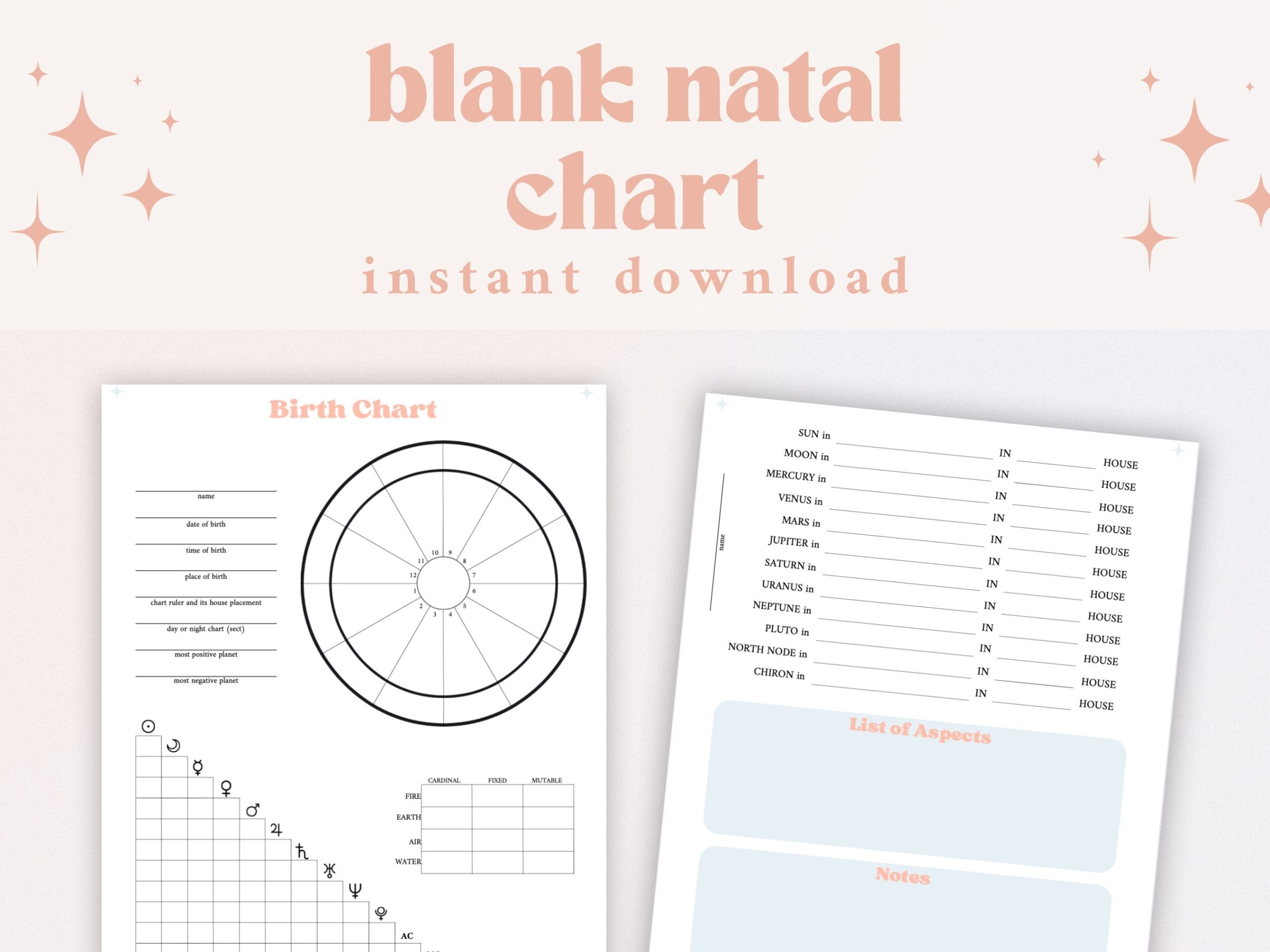 Free Printable Natal Chart Template Free Printable Natal Chart Template