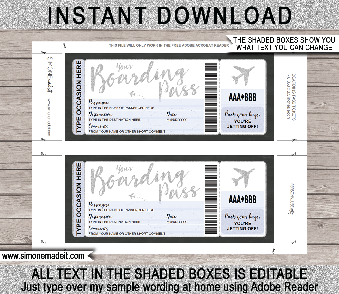Printable Boarding Pass Ticket Template Fake Plane Ticket Trip Printable Boarding Pass Ticket Template Fake Plane Ticket Trip