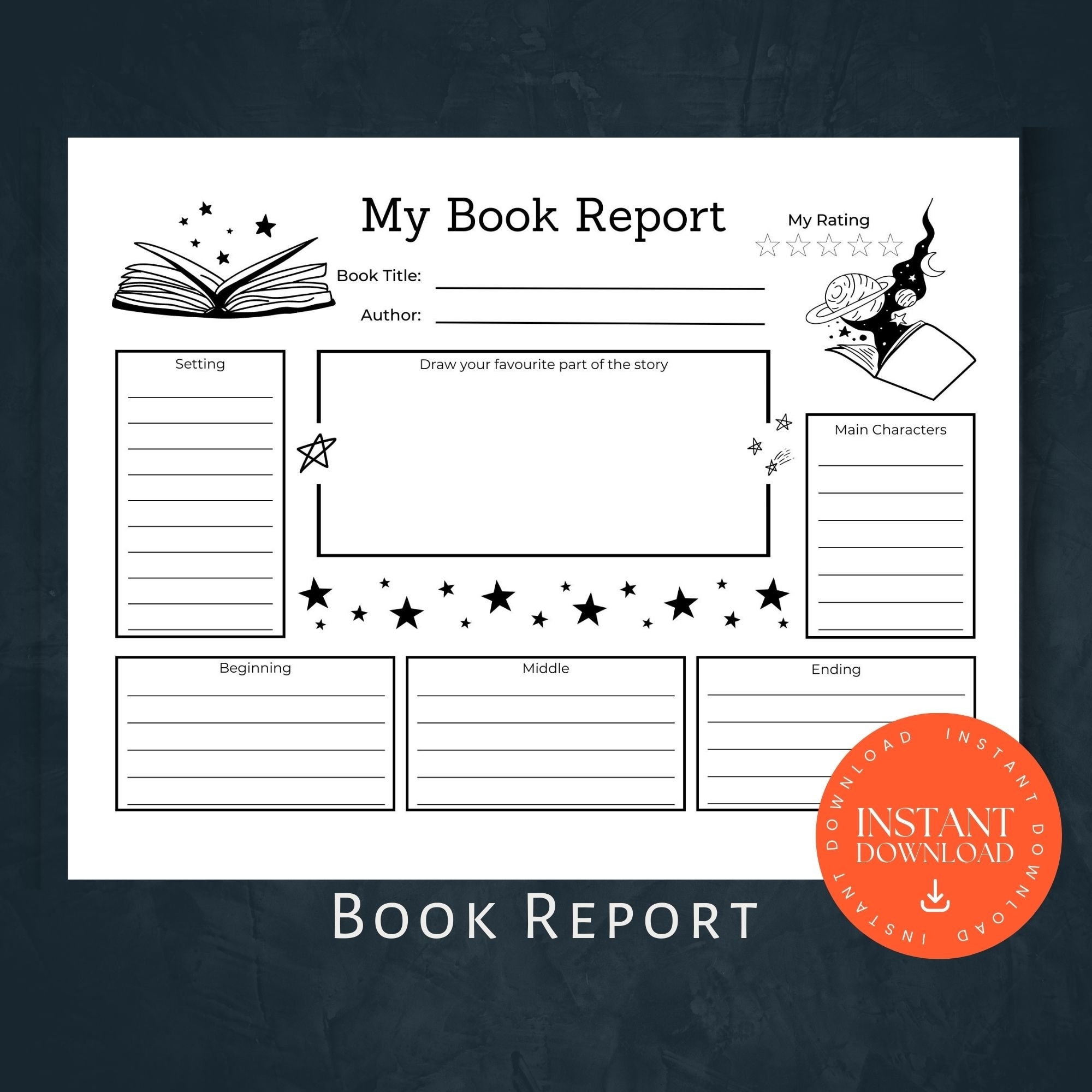 Printable Book Report INSTANT DOWNLOAD Printable Activity Book Printable Book Report INSTANT DOWNLOAD Printable Activity Book