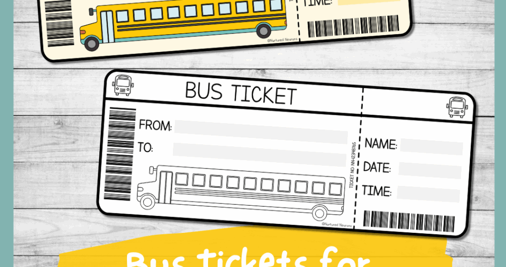 Printable Bus Ticket Templates Transport Dramatic Play Resource Nurtured Neurons