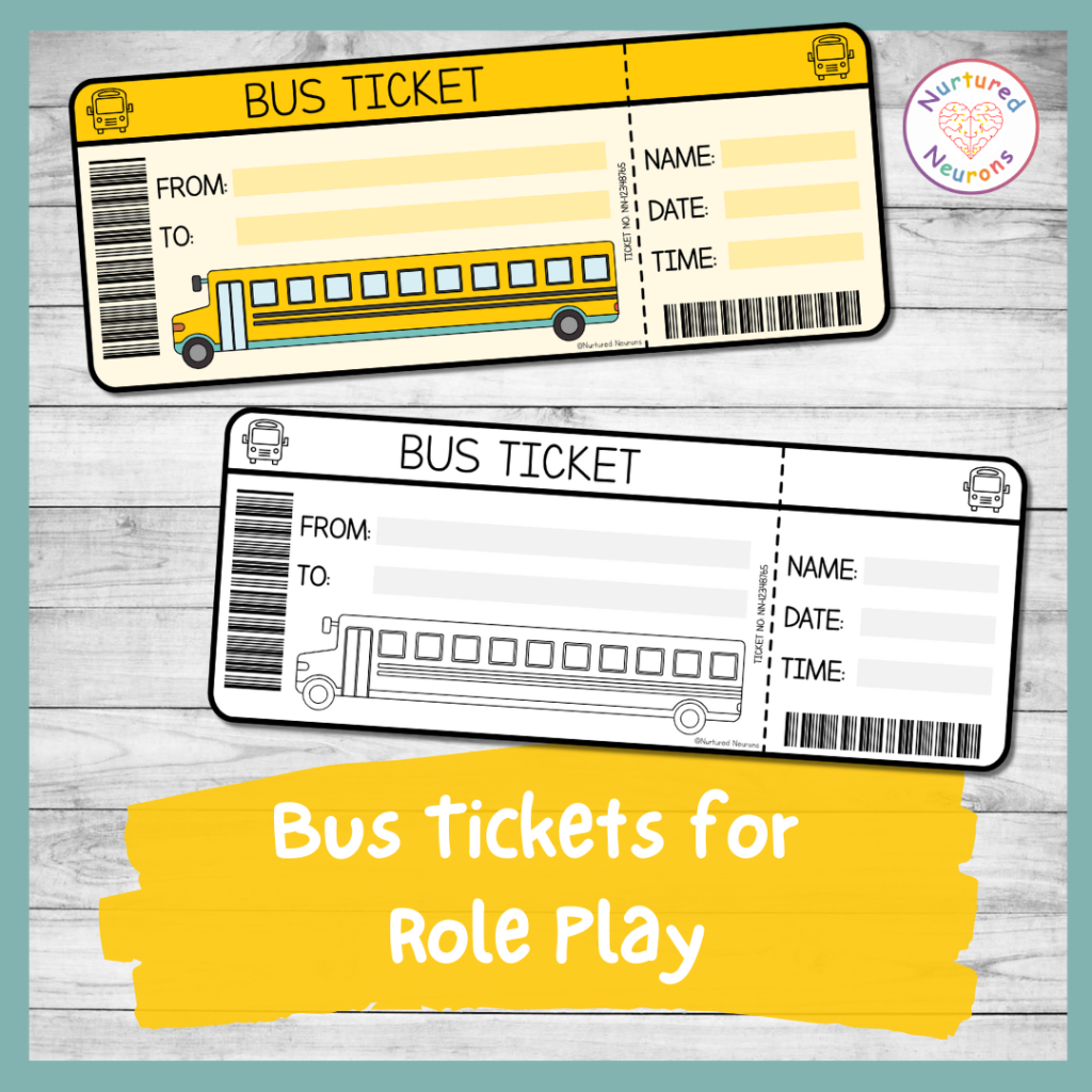 Printable Bus Ticket Templates Transport Dramatic Play Resource Nurtured Neurons
