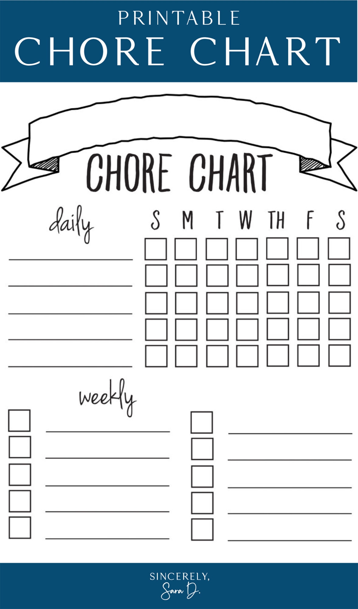 Chore Chart Printable Template Free
