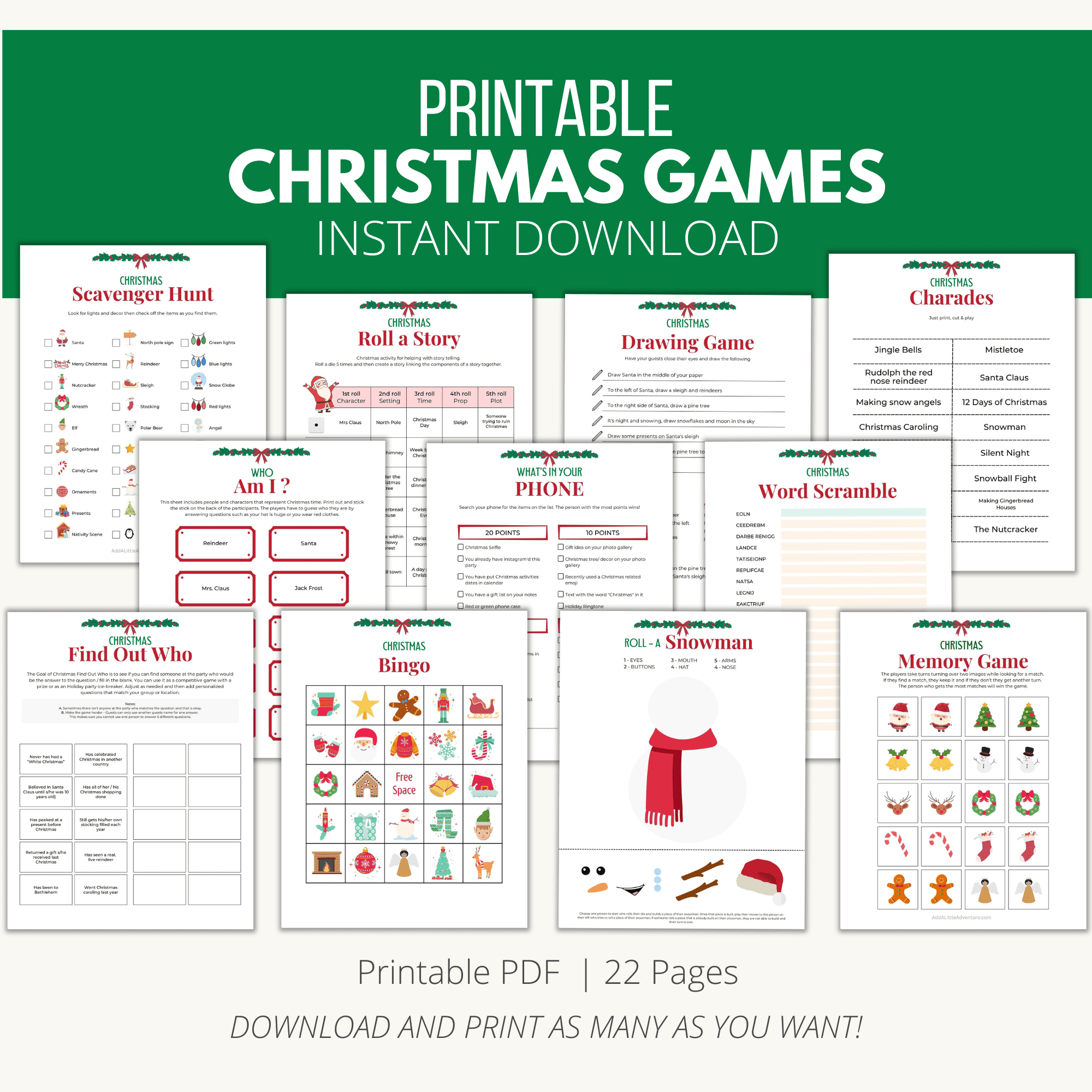 Printable Christmas Party Games Downloadable PDF Add A Little 