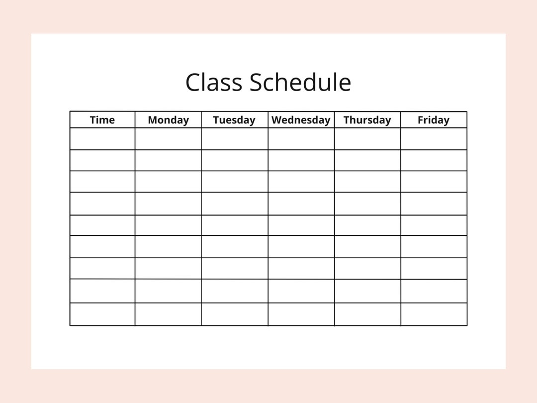 Blank Printable School Schedule Template Blank Printable School Schedule Template