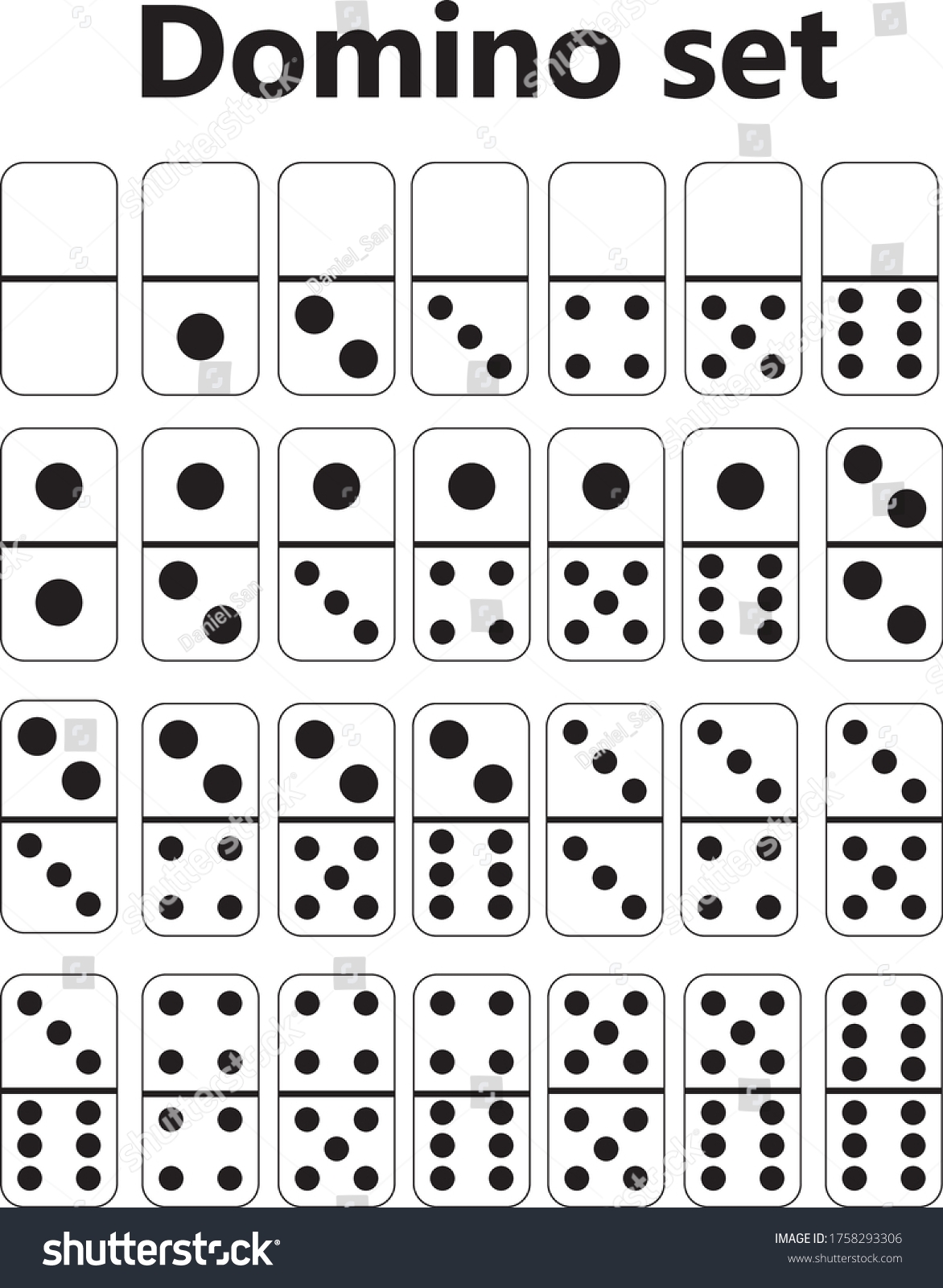 Printable Domino Board Game Template 28 Stock Vector Royalty Free 