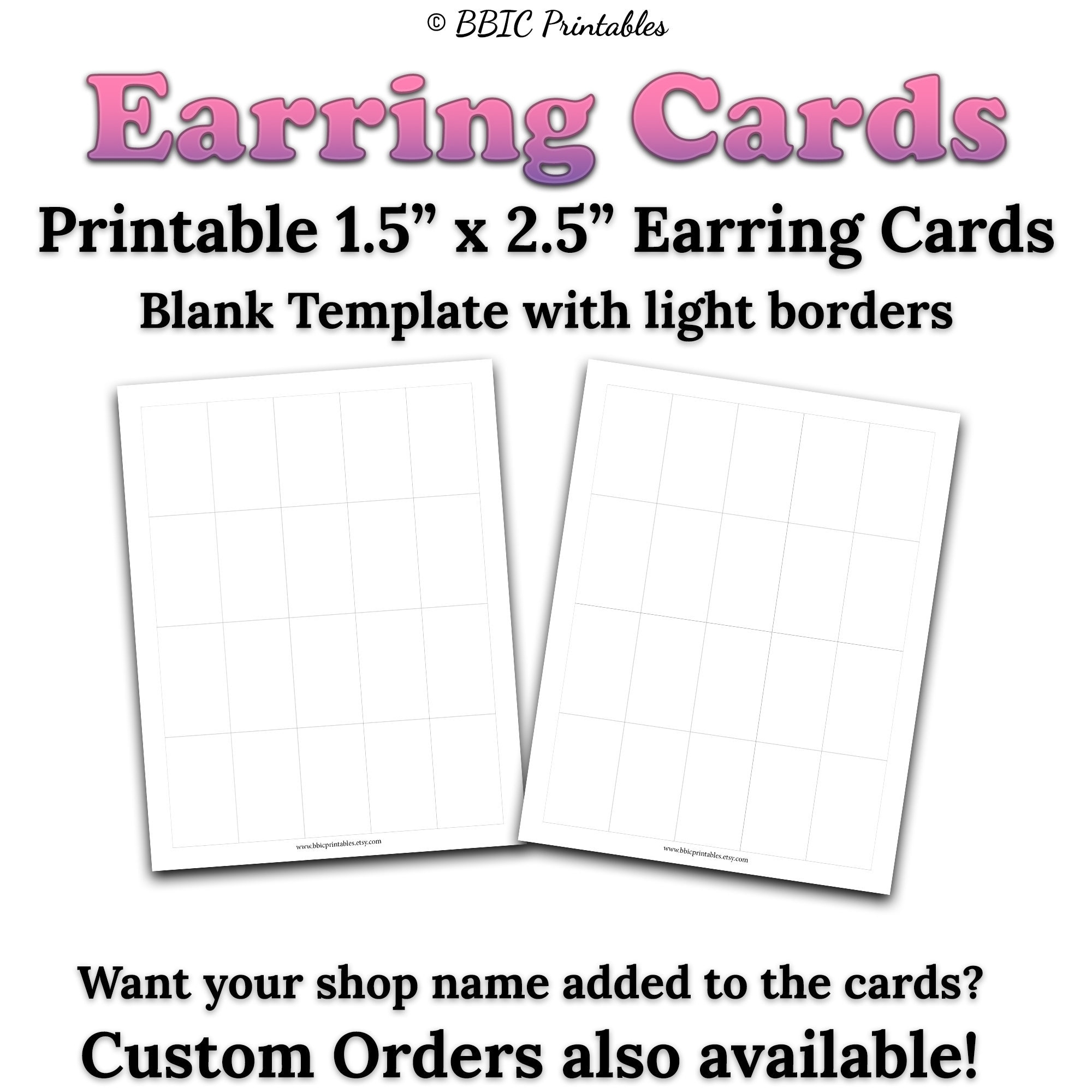 Free Printable Earring Card Template