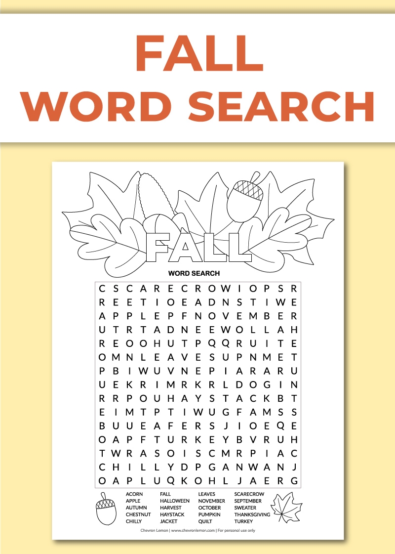 Autumn Word Search Free Printable Autumn Word Search Free Printable