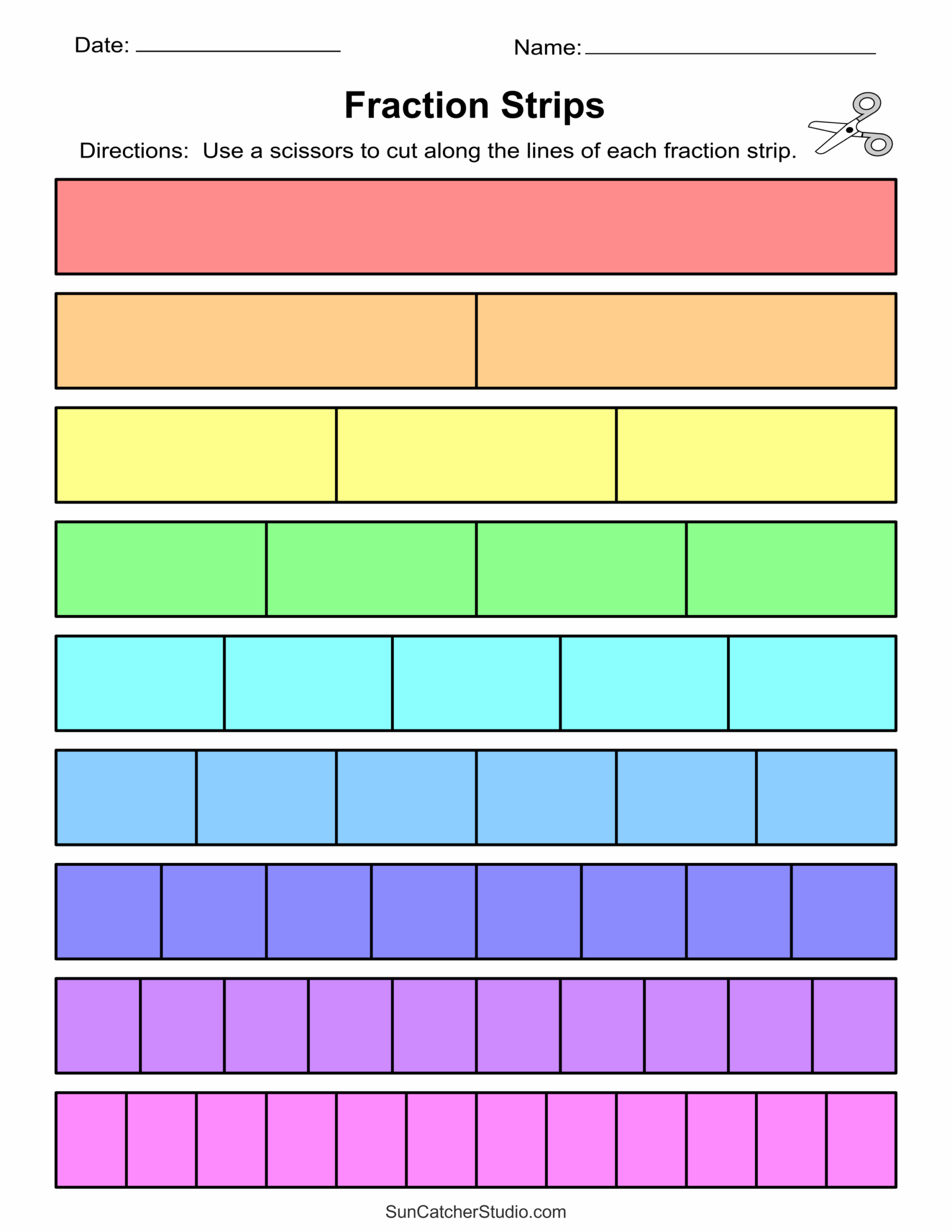 Free Printable Blank Fraction Wall