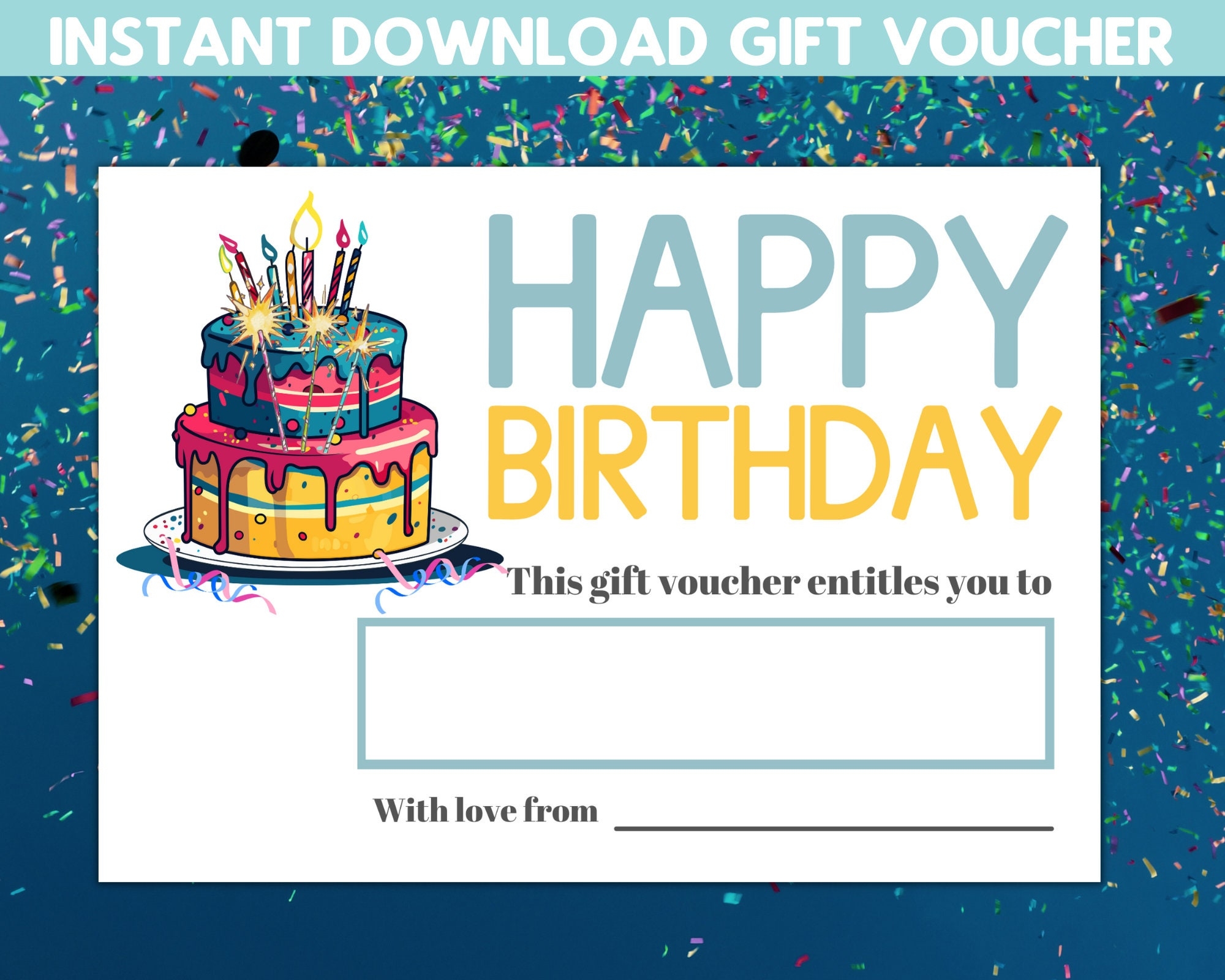 Printable Gift Card Blank Gift Certificate Birthday Gift Certificate Printable Gift Coupon Template Printable Gift Voucher Certificate Etsy