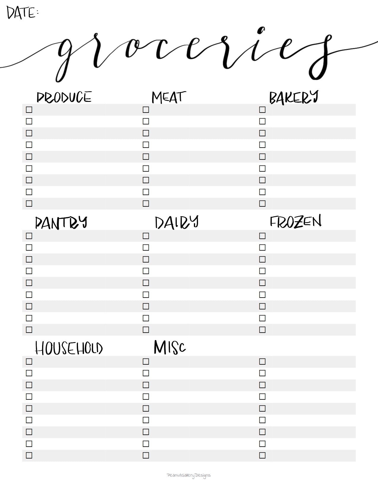 Printable Grocery List Template PDF Instand Download Etsy UK