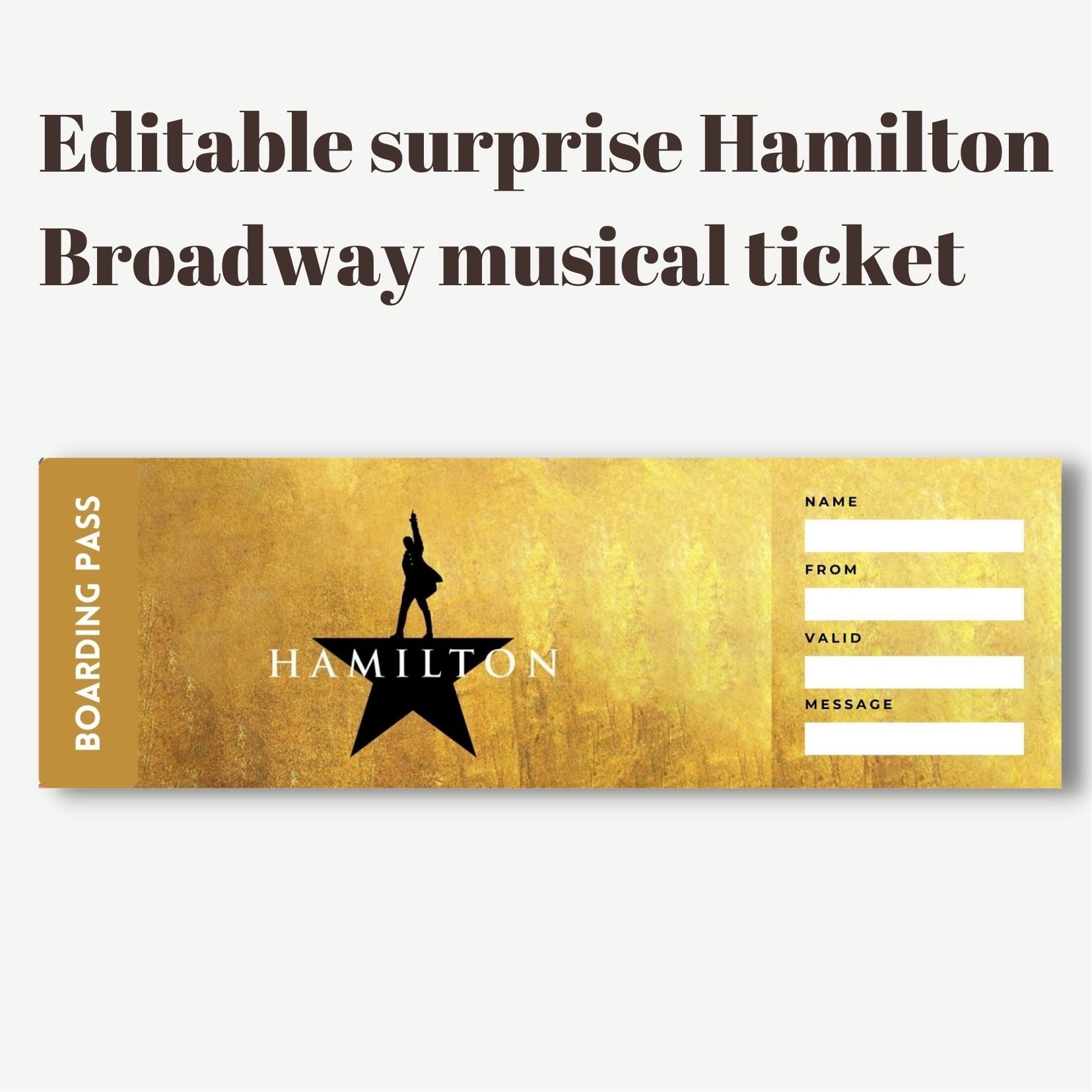 Printable Hamilton Surprise Ticket Editable Broadway Musical Ticket Musical Theater Ticket Event Gift Idea Surprise Gift Canva Edit Etsy Printable Hamilton Surprise Ticket Editable Broadway Musical Ticket Musical Theater Ticket Event Gift Idea Surprise Gift Canva Edit Etsy