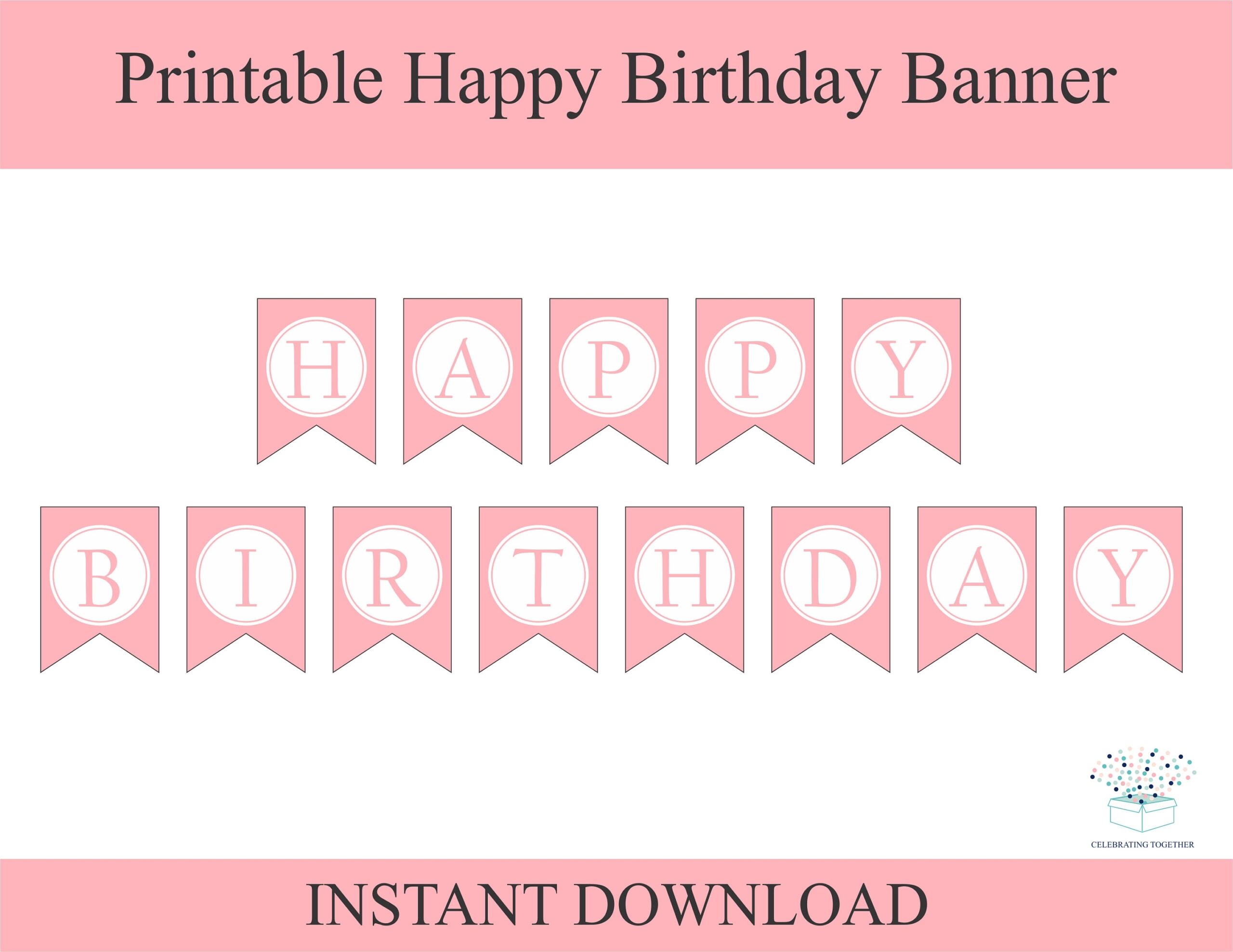 Printable Happy Birthday Banner Instant Download Birthday 