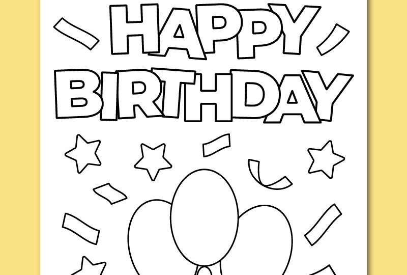 Printable Happy Birthday Coloring Card Chevron Lemon