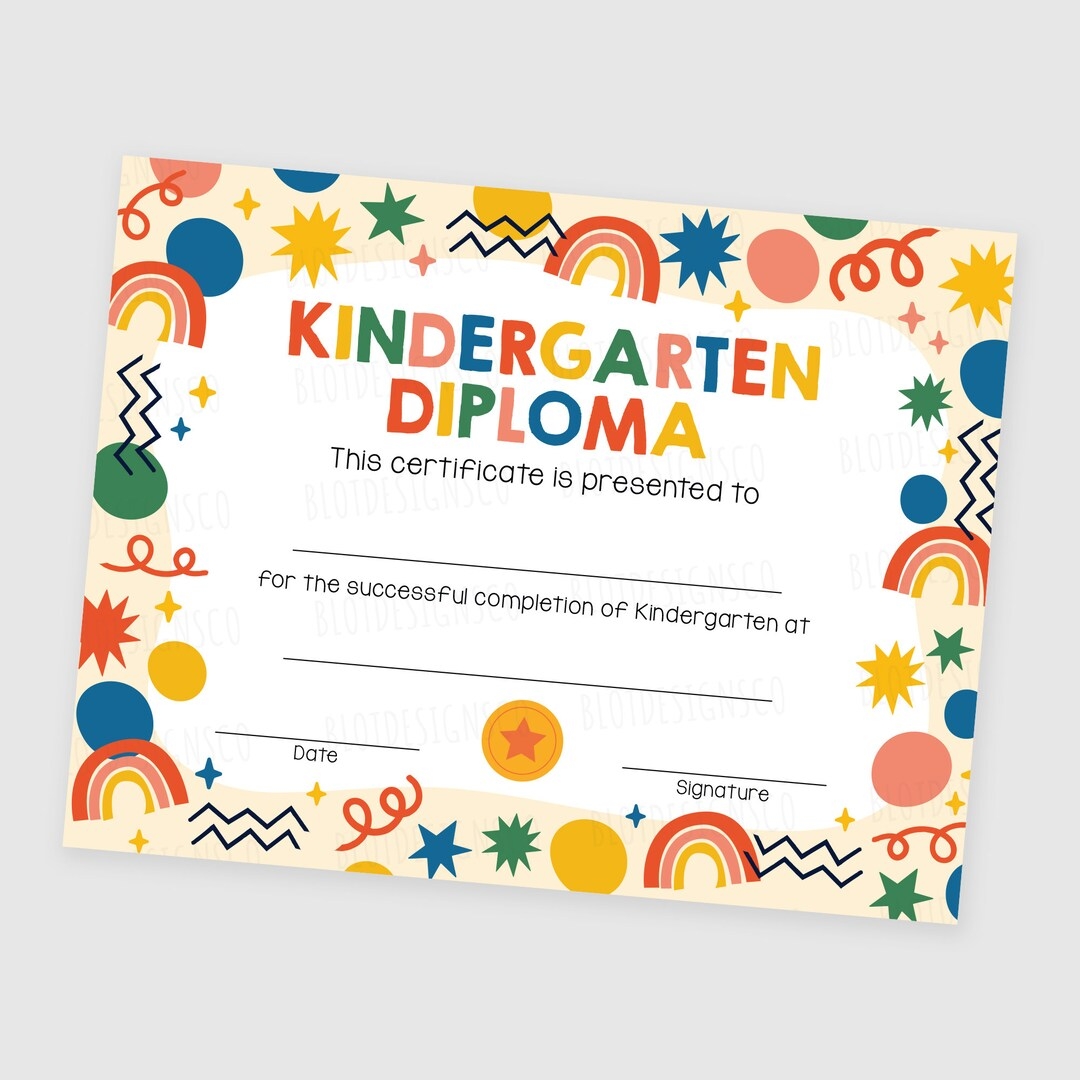 Printable Kindergarten Graduation Editable Diploma Customizable Kindergarten Graduation Certificate Template Kindergarten Grad School Sign Etsy