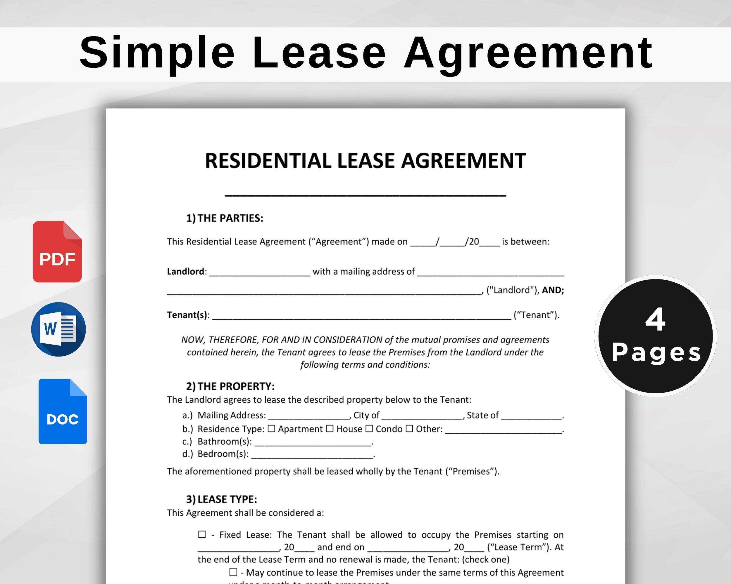 Free Blank Printable Tenant Lease Agreement