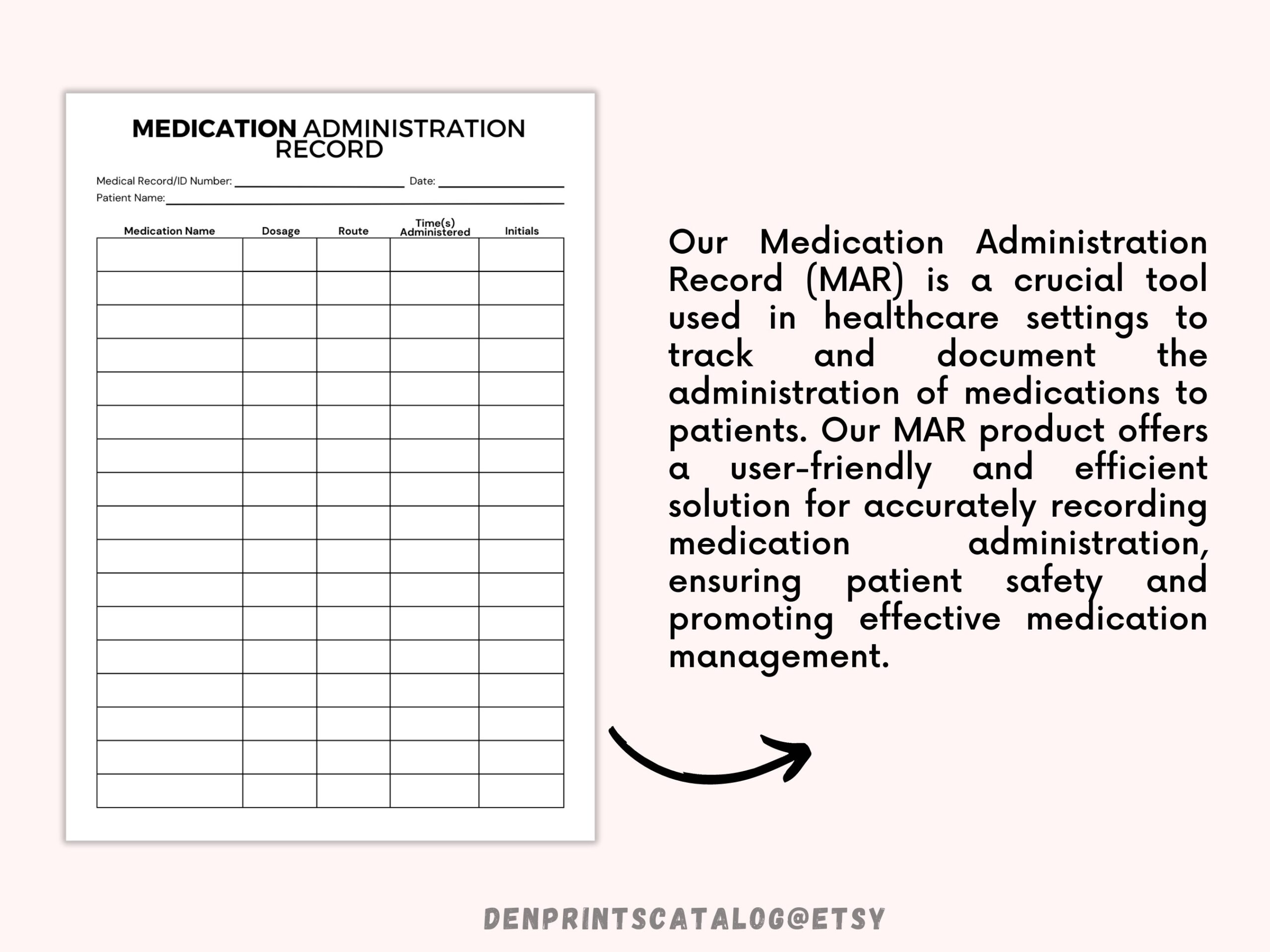 Printable Medication Administration Record Ready To Print Medication Log Chart Post surgery Medication Chart Paramedics And Nurses Etsy