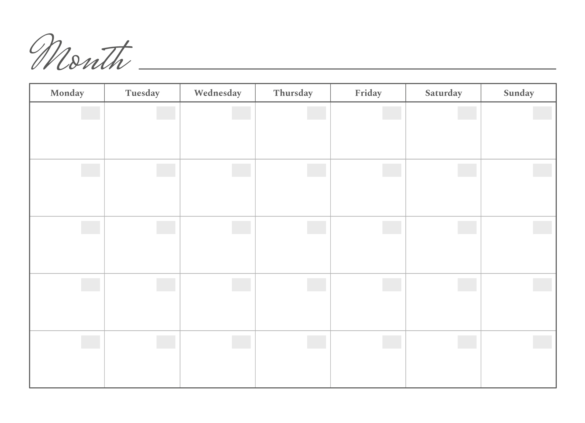 Blank Calendar Pdf Printable
