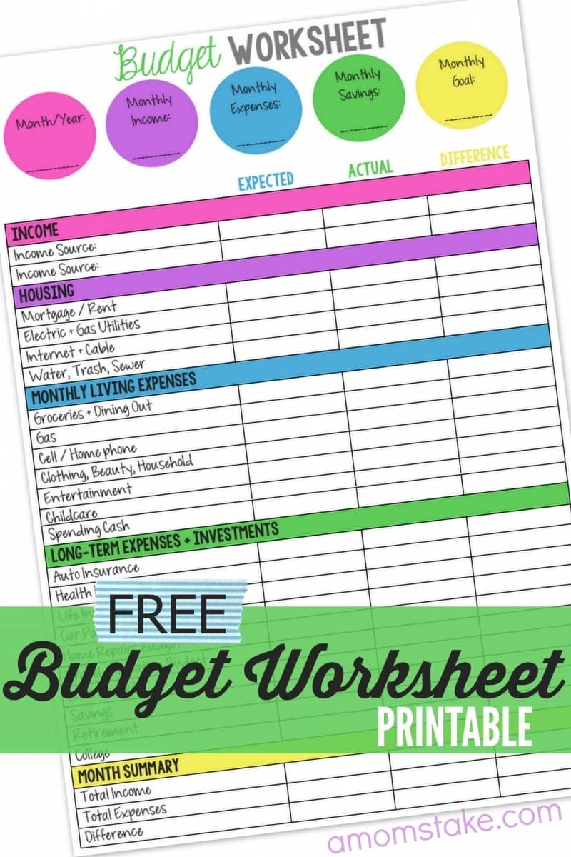 Free Monthly Budget Template Printable