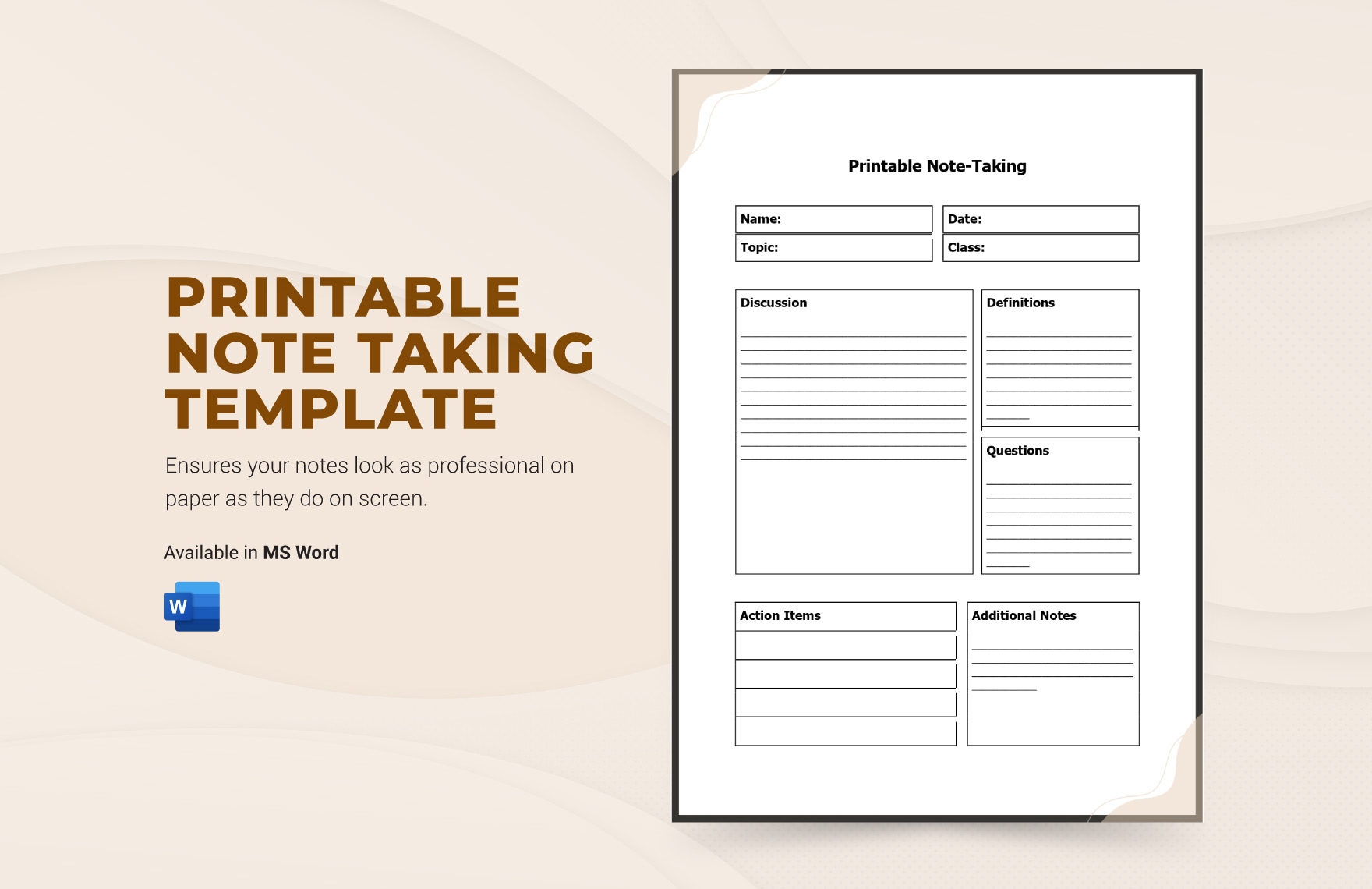 Printable Note Taking Template In Word Download Template