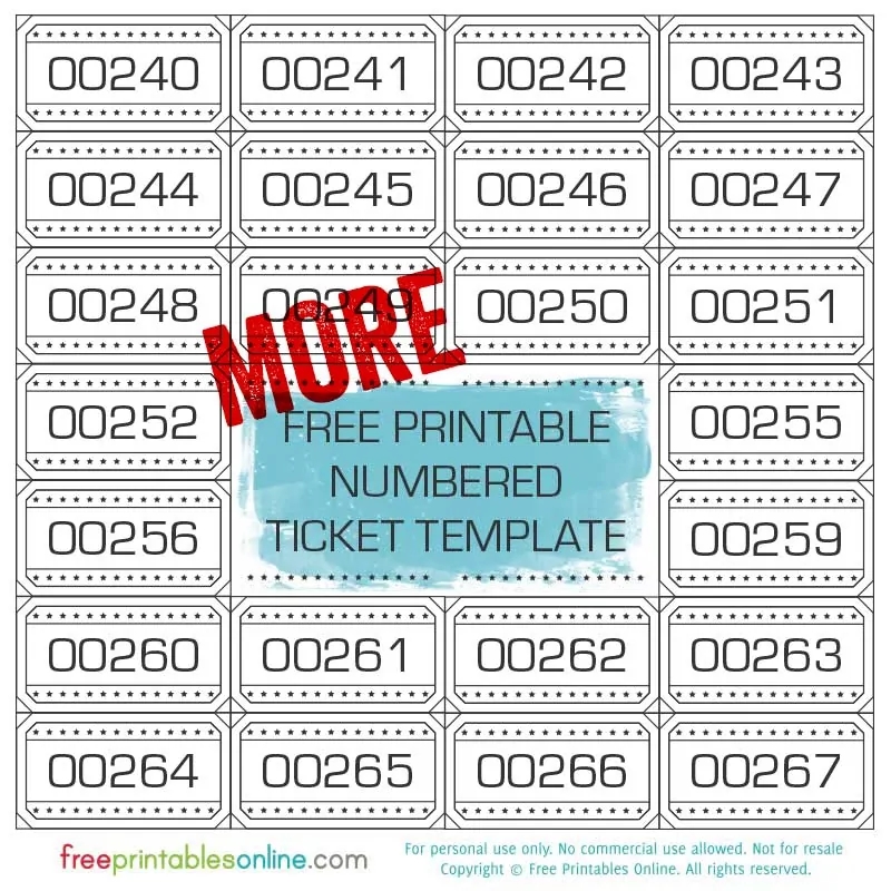 Printable Numbered Tickets Template Extended Free Printables Online Printable Numbered Tickets Template Extended Free Printables Online