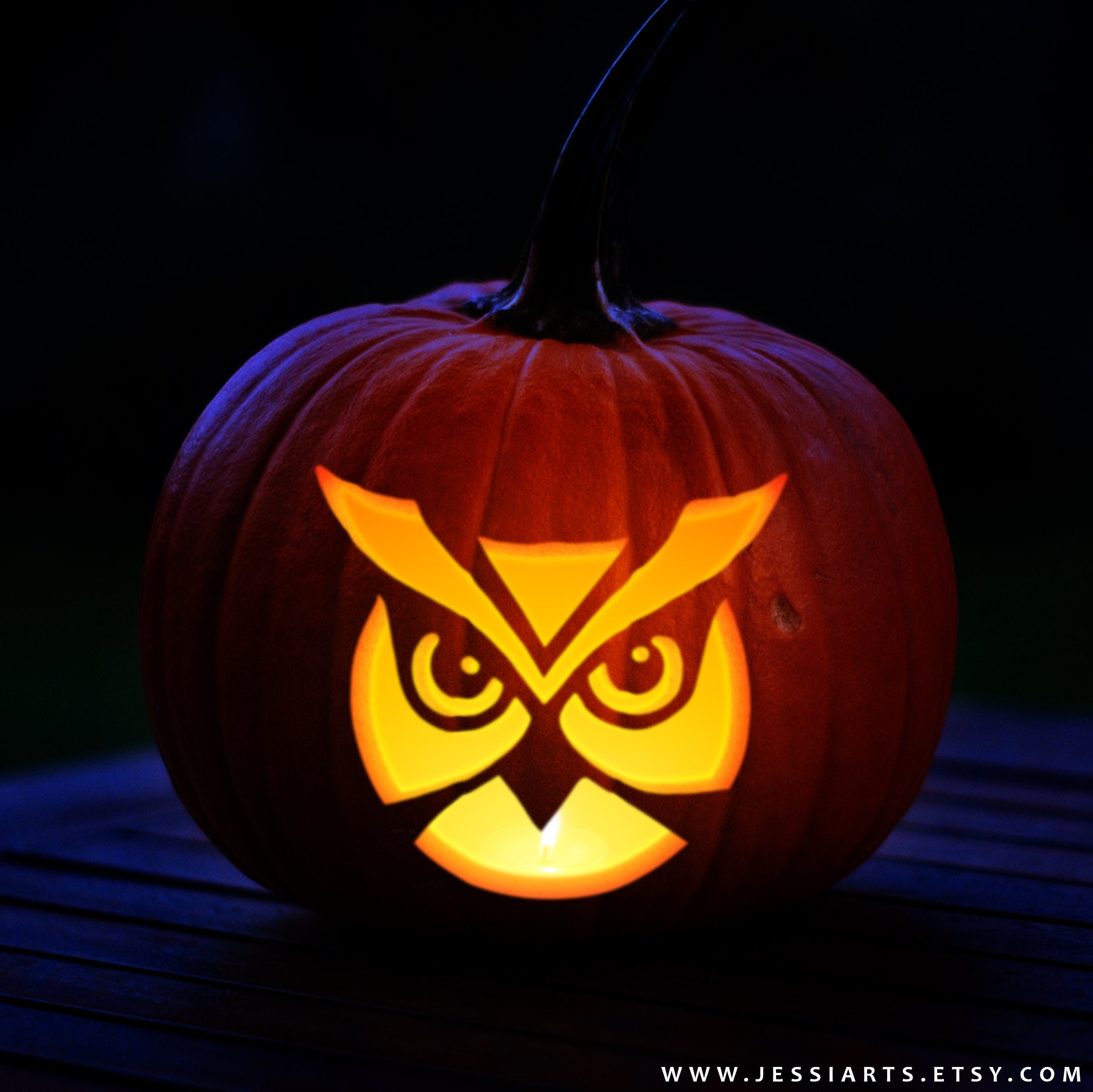 Printable Owl Face Pumpkin Carving Stencil Halloween Pumpkin 