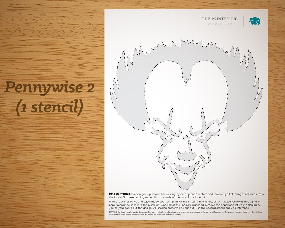 Printable Pumpkin Carving Pattern Pennywise The Clown From IT Etsy UK Printable Pumpkin Carving Pattern Pennywise The Clown From IT Etsy UK