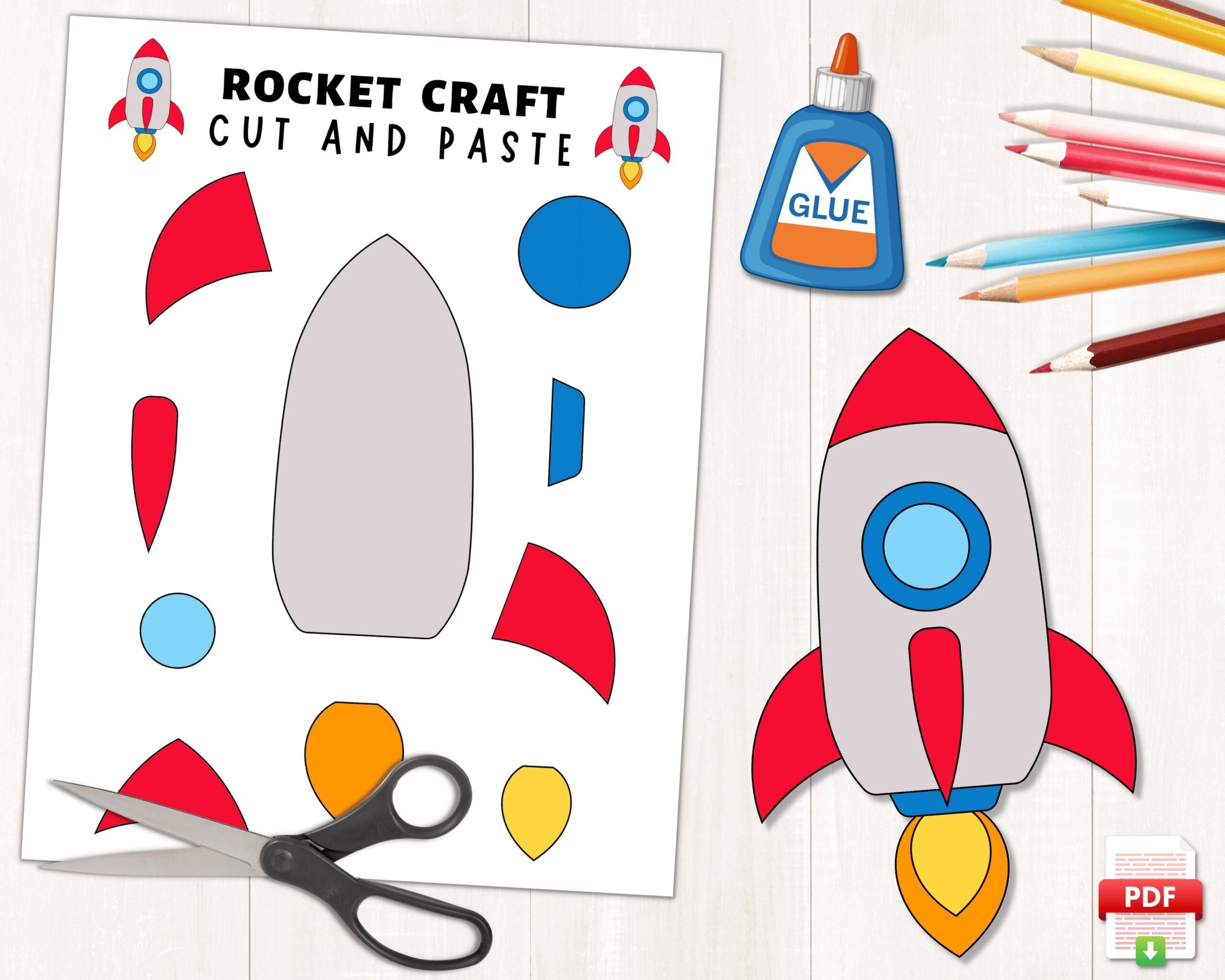 Printable Rocket Craft Outer Space Activities Build A Rocket Space Rocket Craft Template Indoor Preschool Activity Rocket Ship Etsy